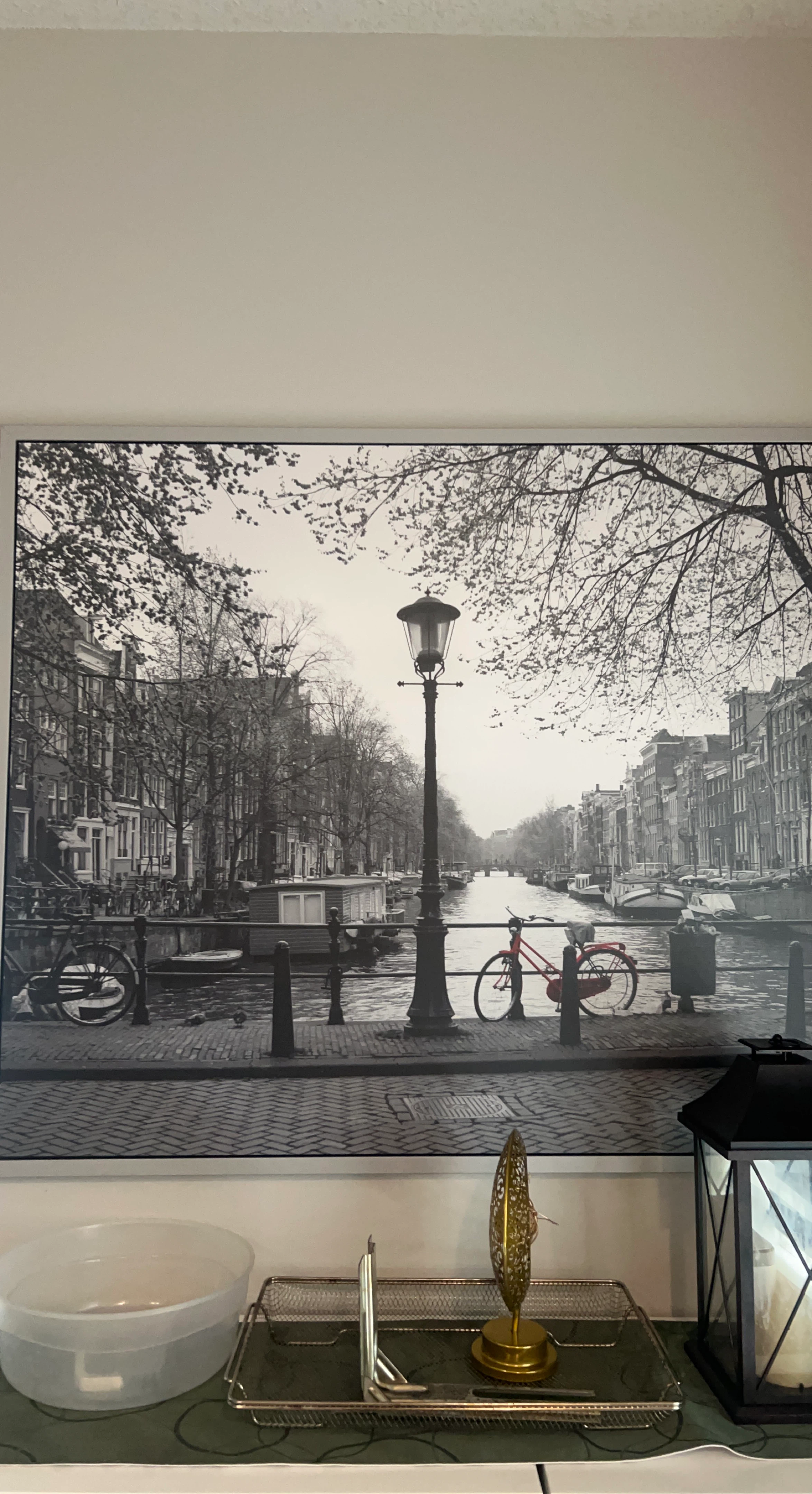 Black and White Amsterdam Canal Wall Art