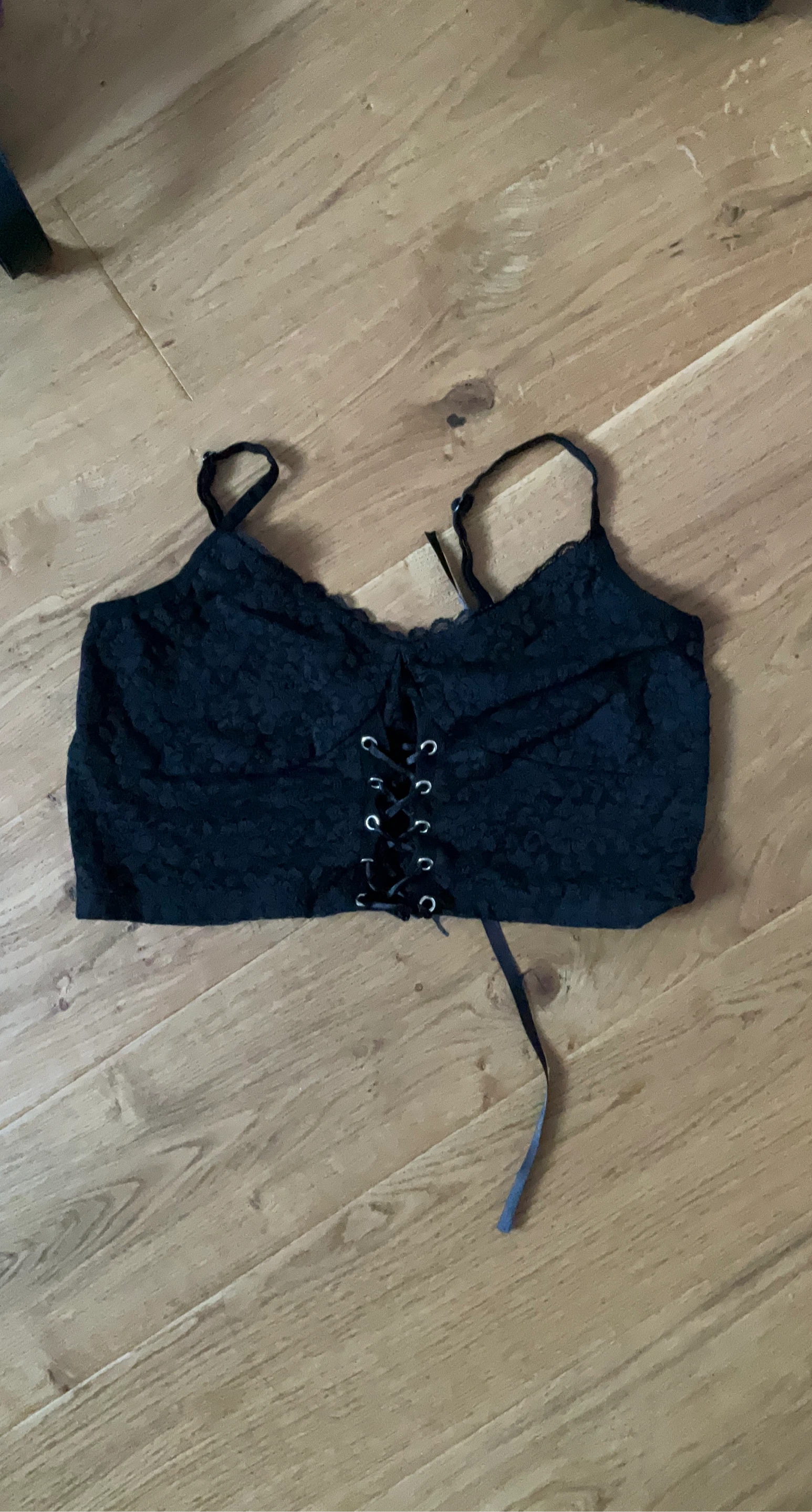 Black Lace Corset cropped cami
