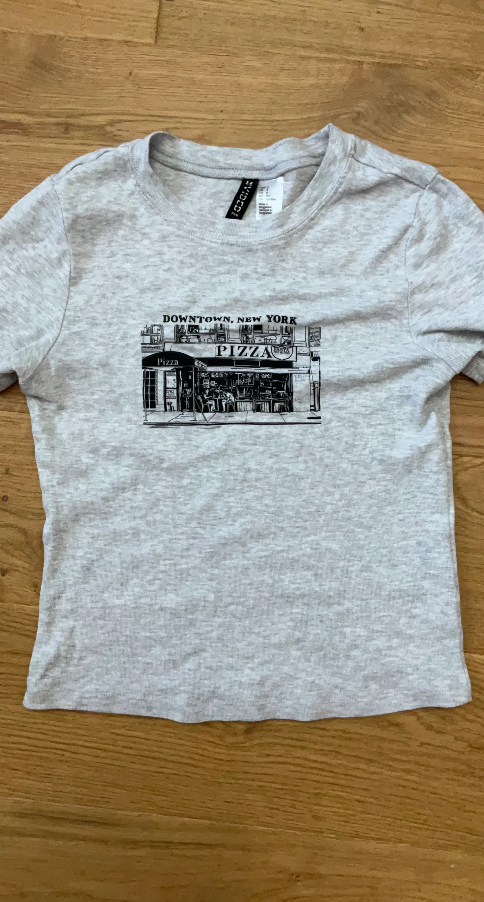 H&M Divided Grey New York Pizza Graphic T-Shirt - photo 2