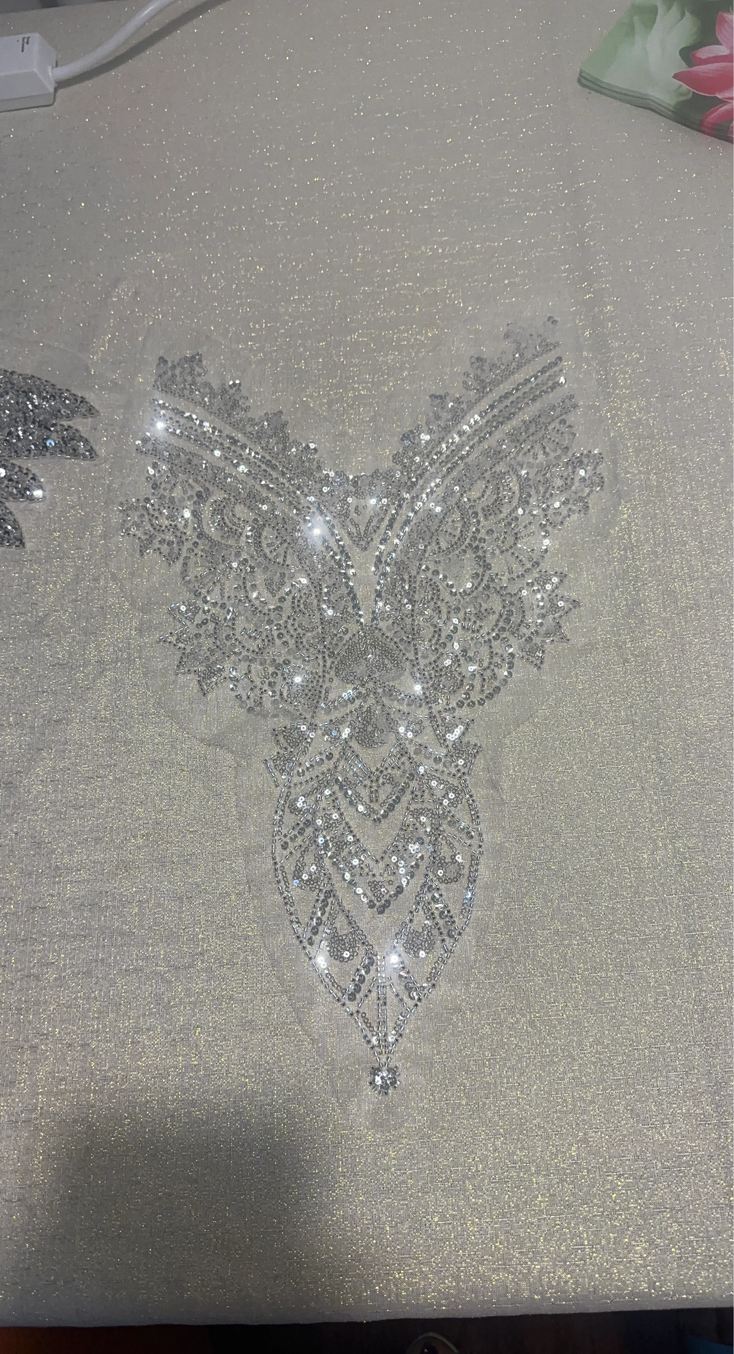 Silver Sequin and Rhinestone Embellishment