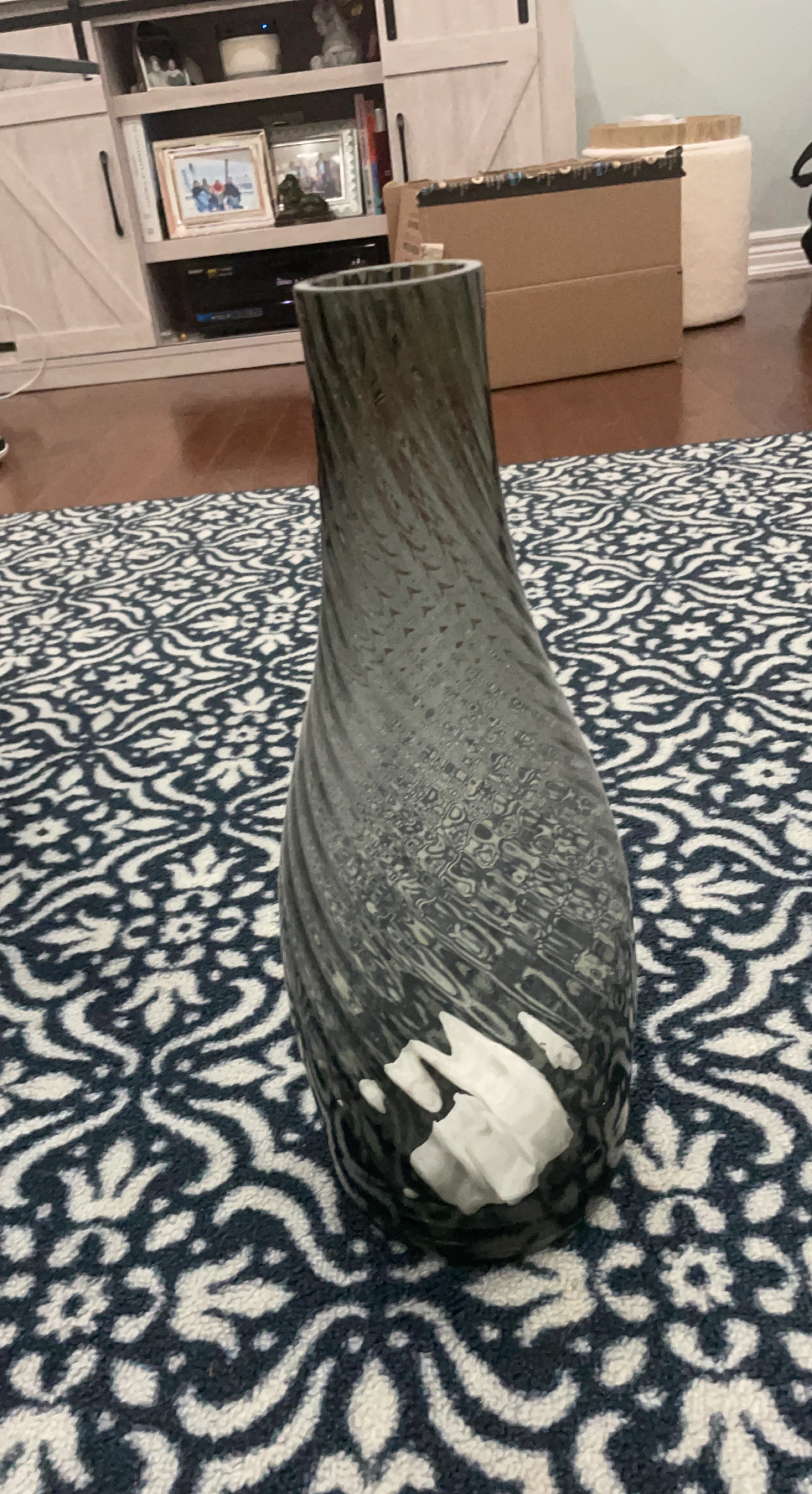 Grey Swirl Glass Vase 15 inches height