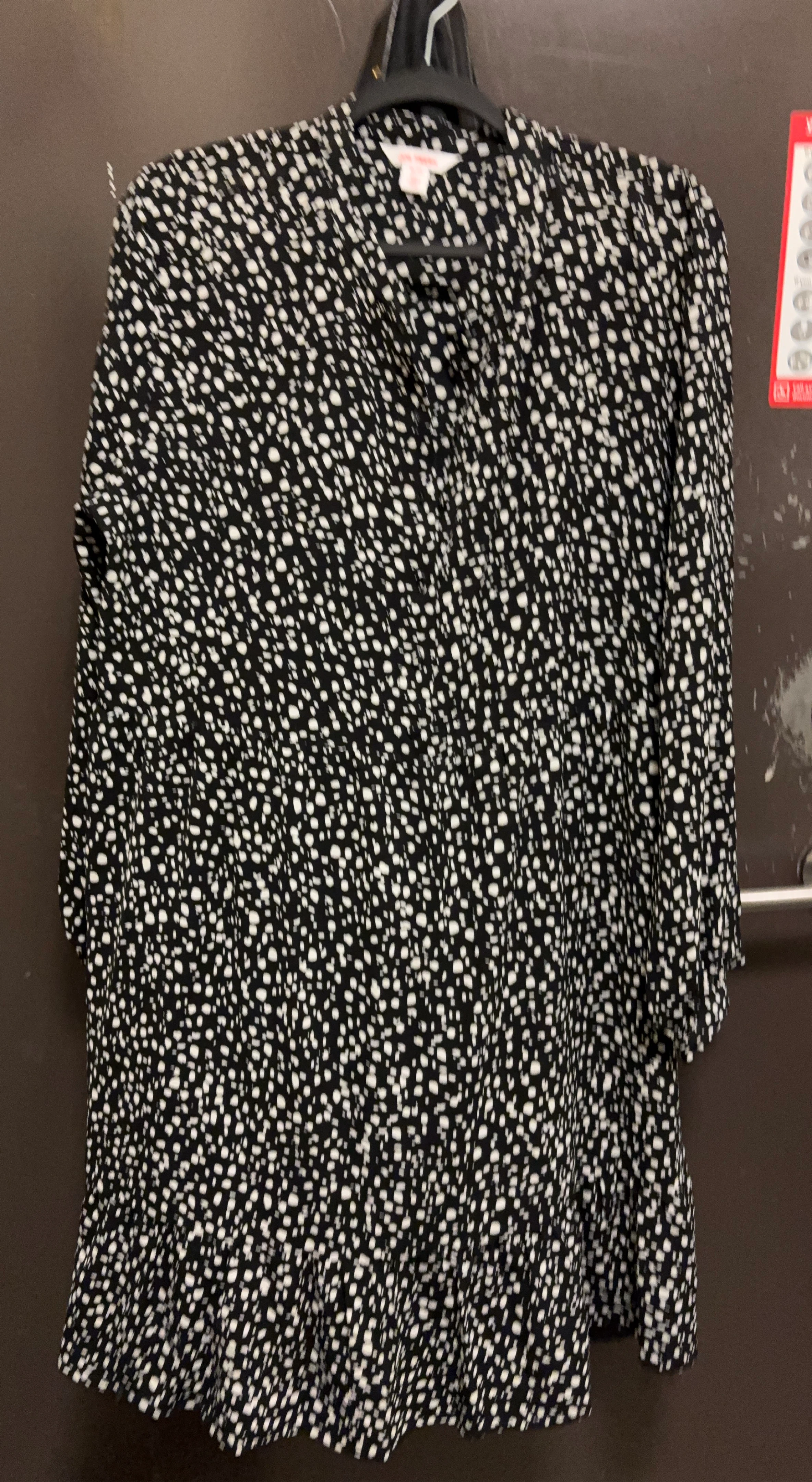 Black and White Speckled Blouse Dress