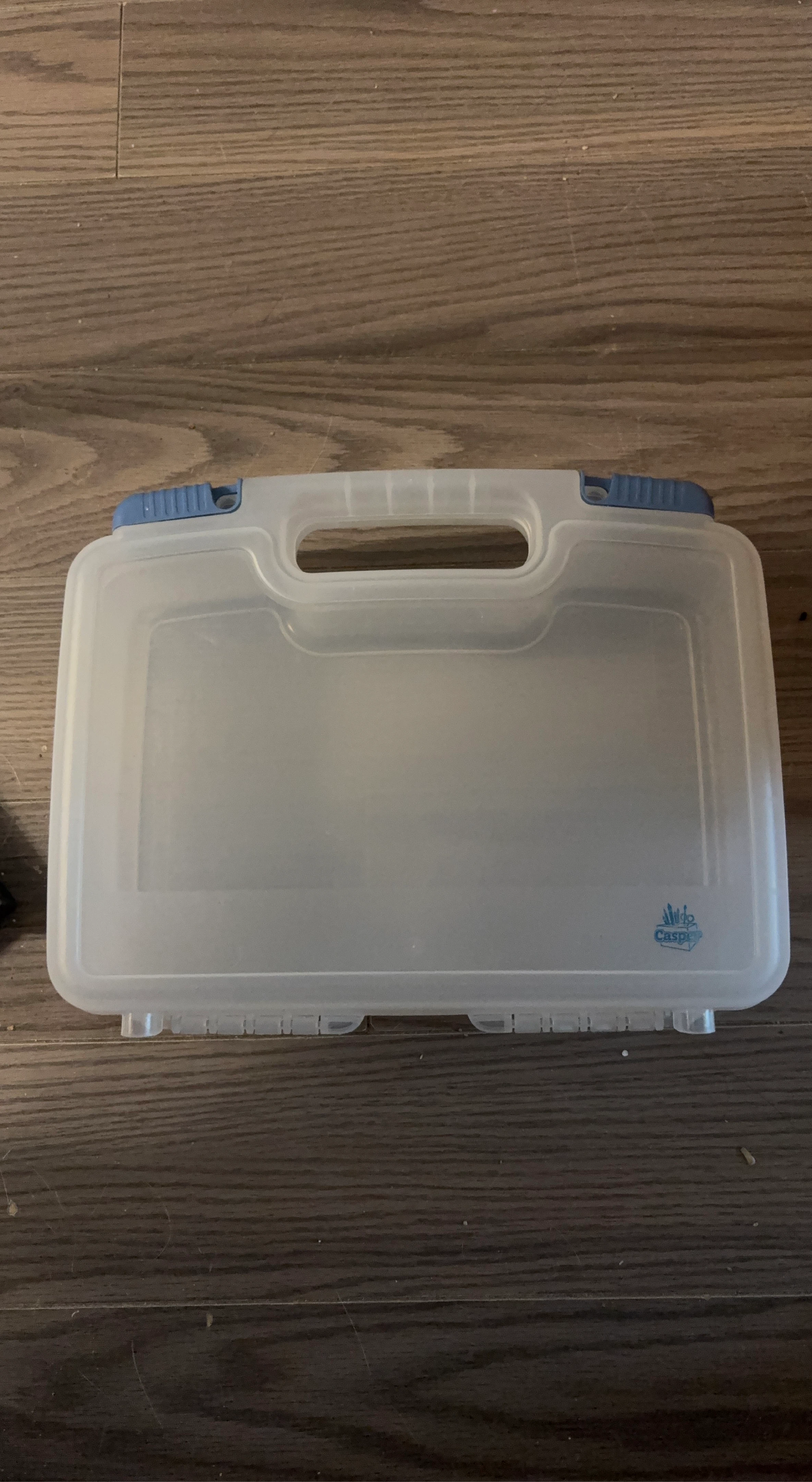 Clear Plastic Storage Case with Blue Latches