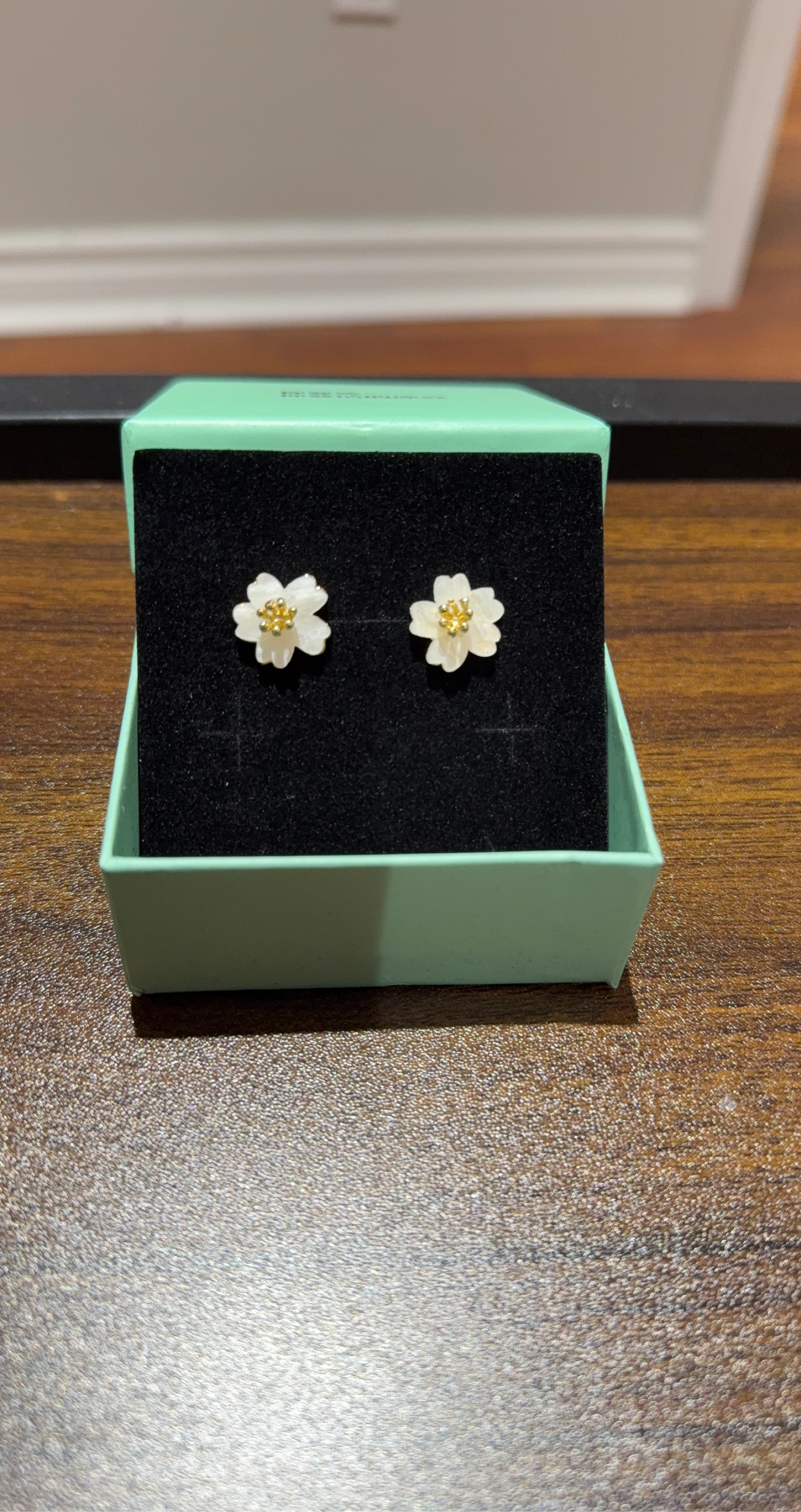White Flower Earrings with Yellow Centres