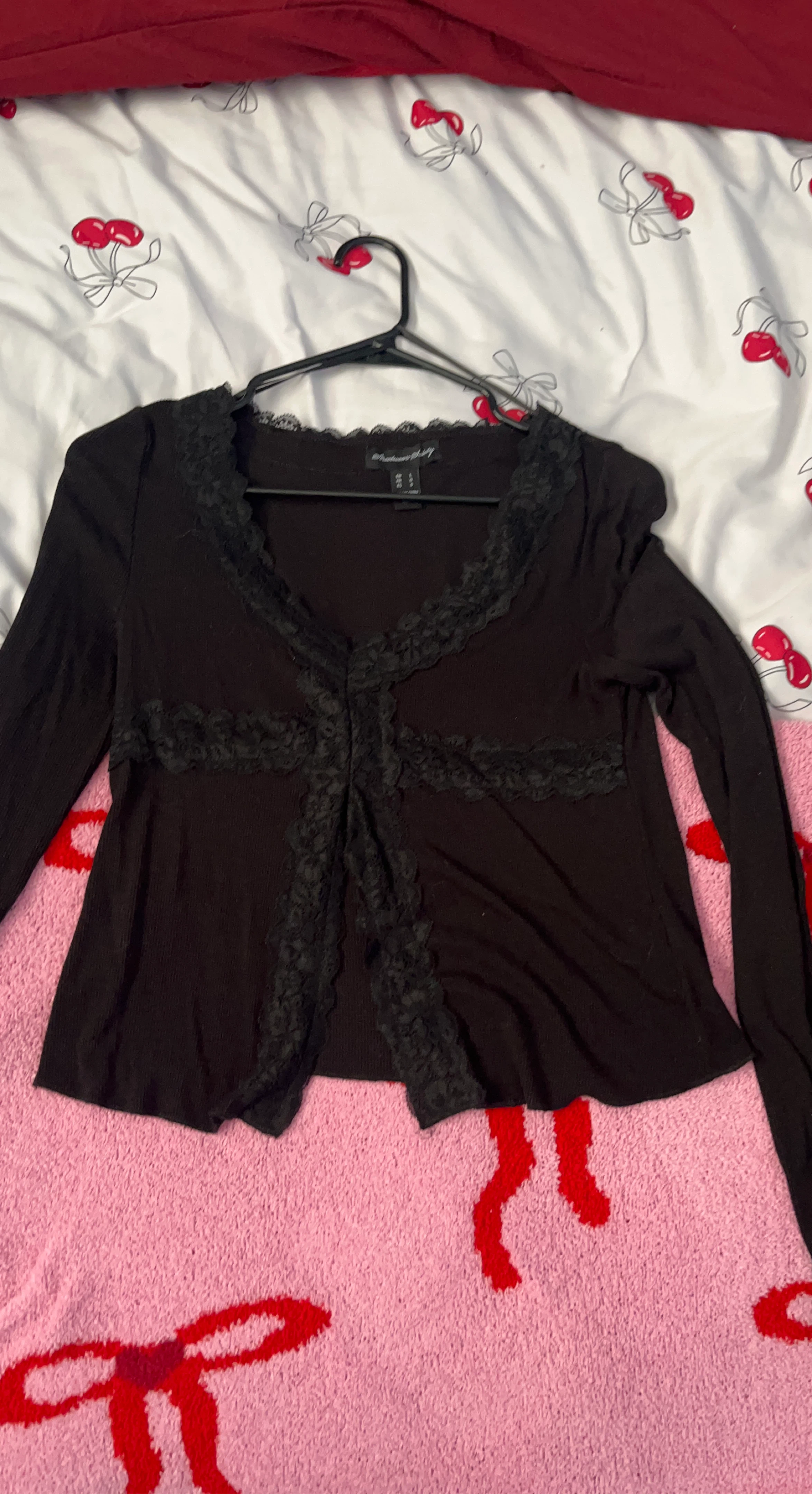 Black lace trim cardigan