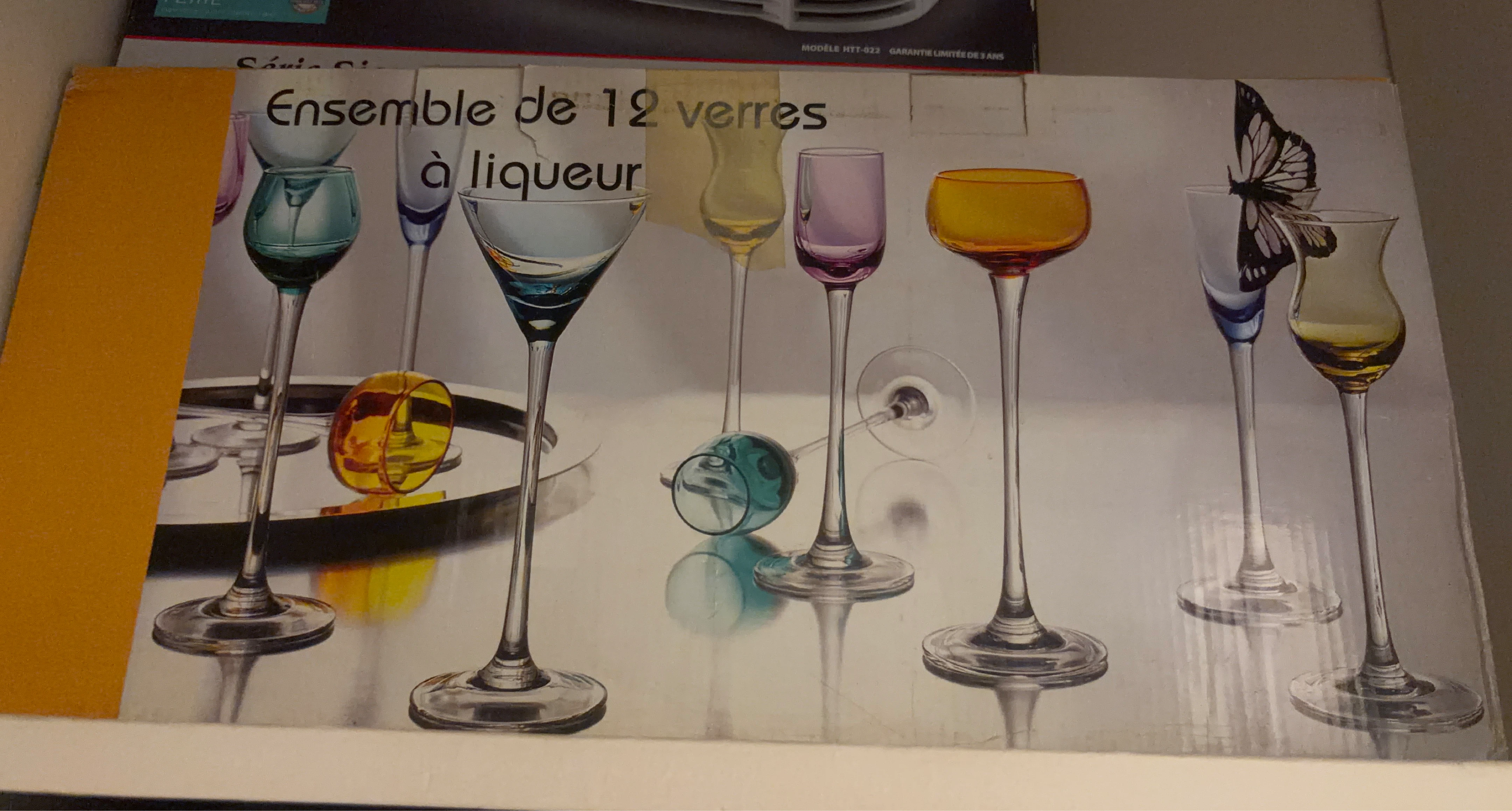 Set of 12 Coloured Liqueur Glasses