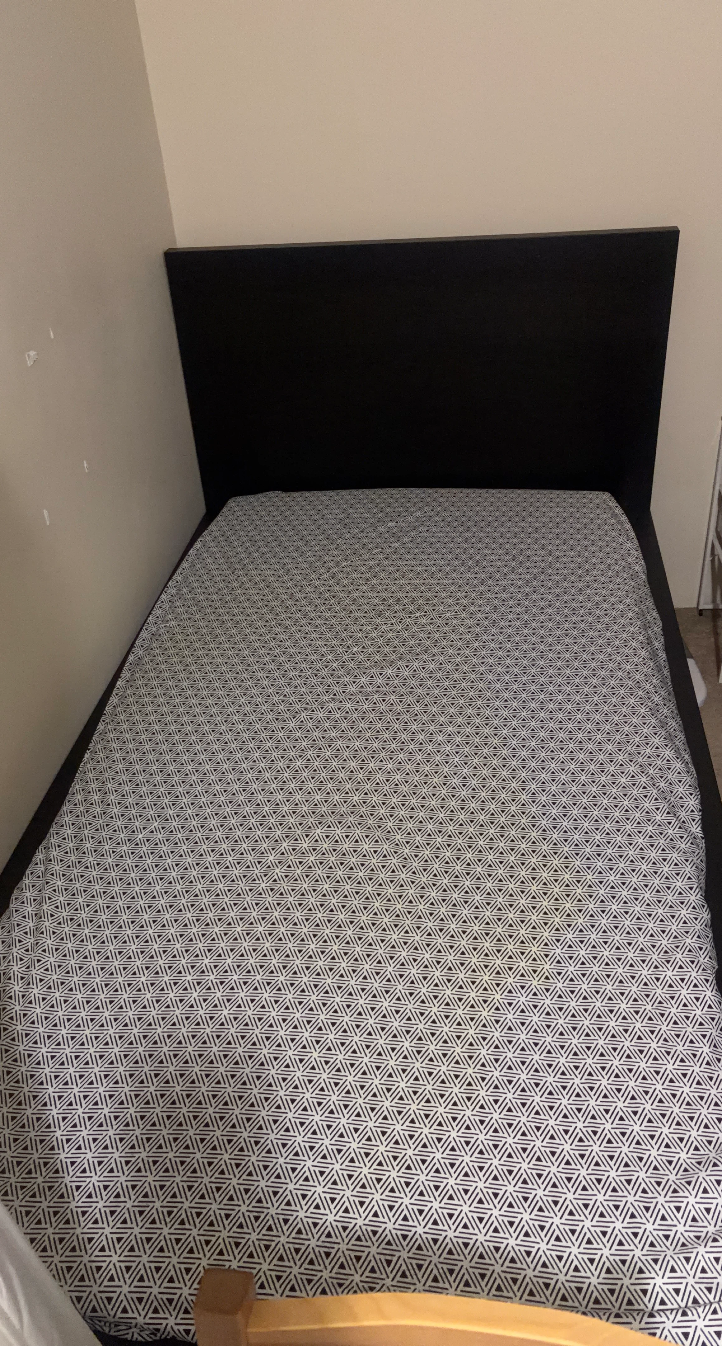 Black Bed Frame with Headboard and mattress