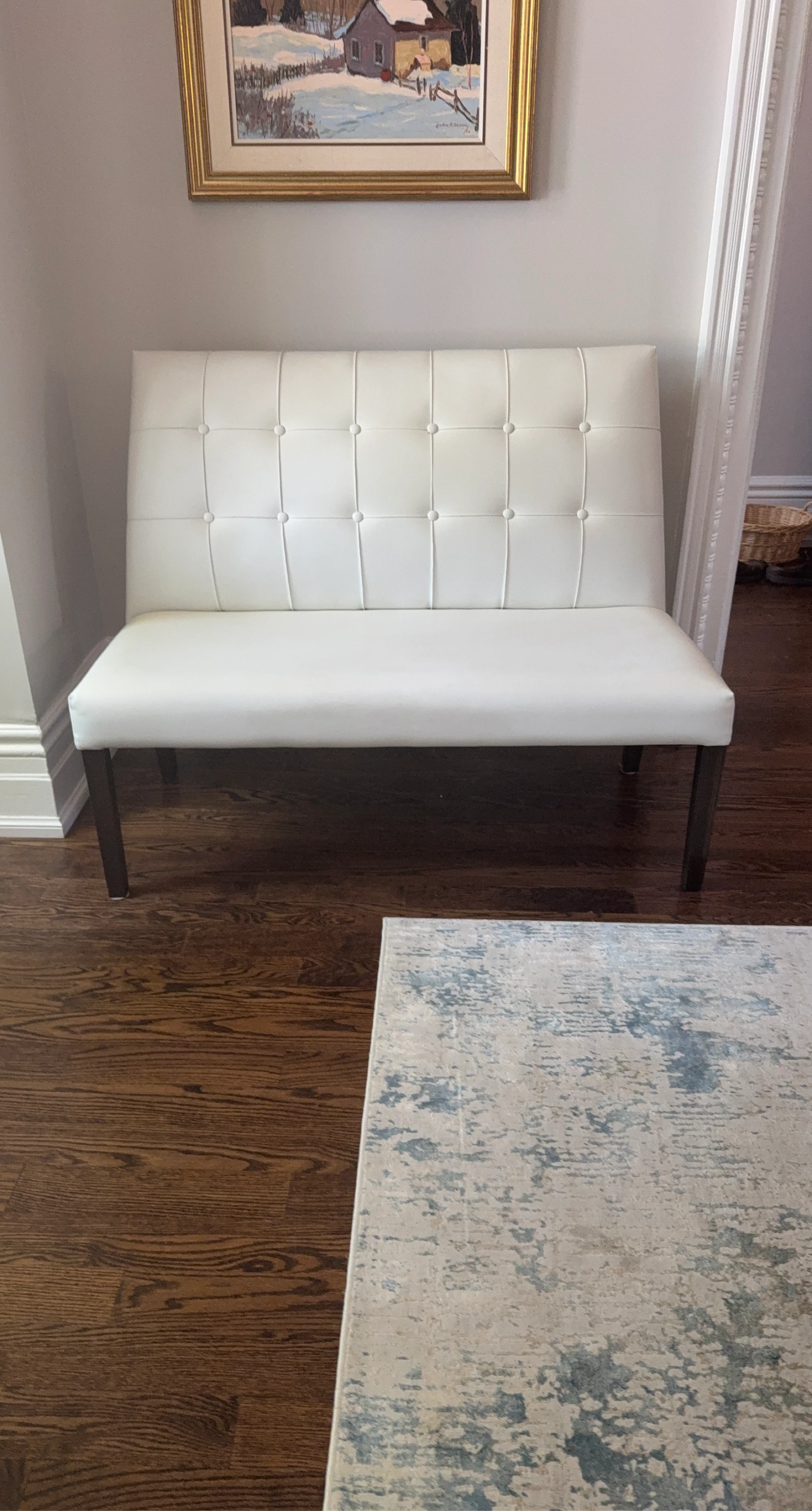 White Tufted Loveseat
