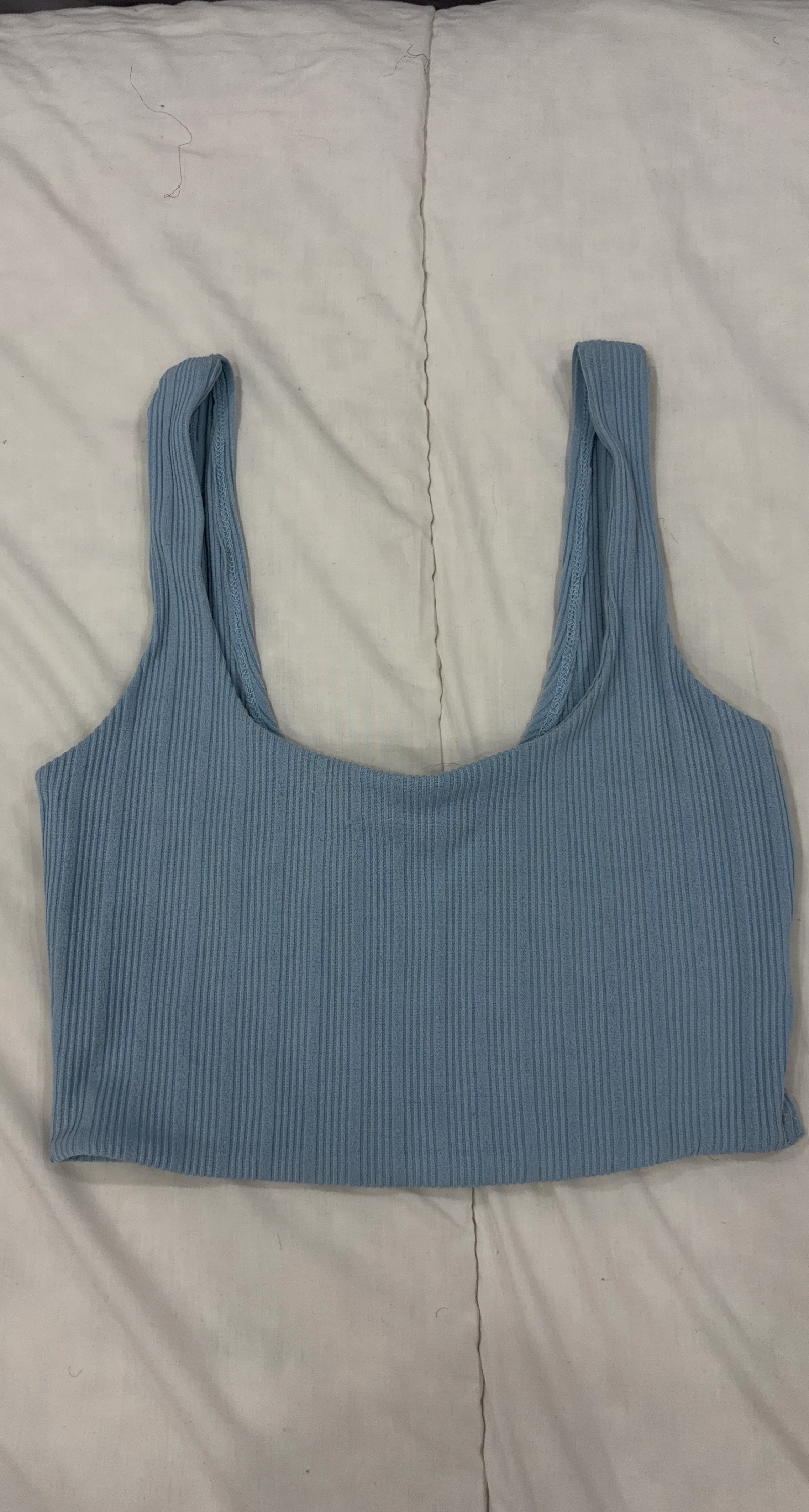 Blue ribbed tank top
