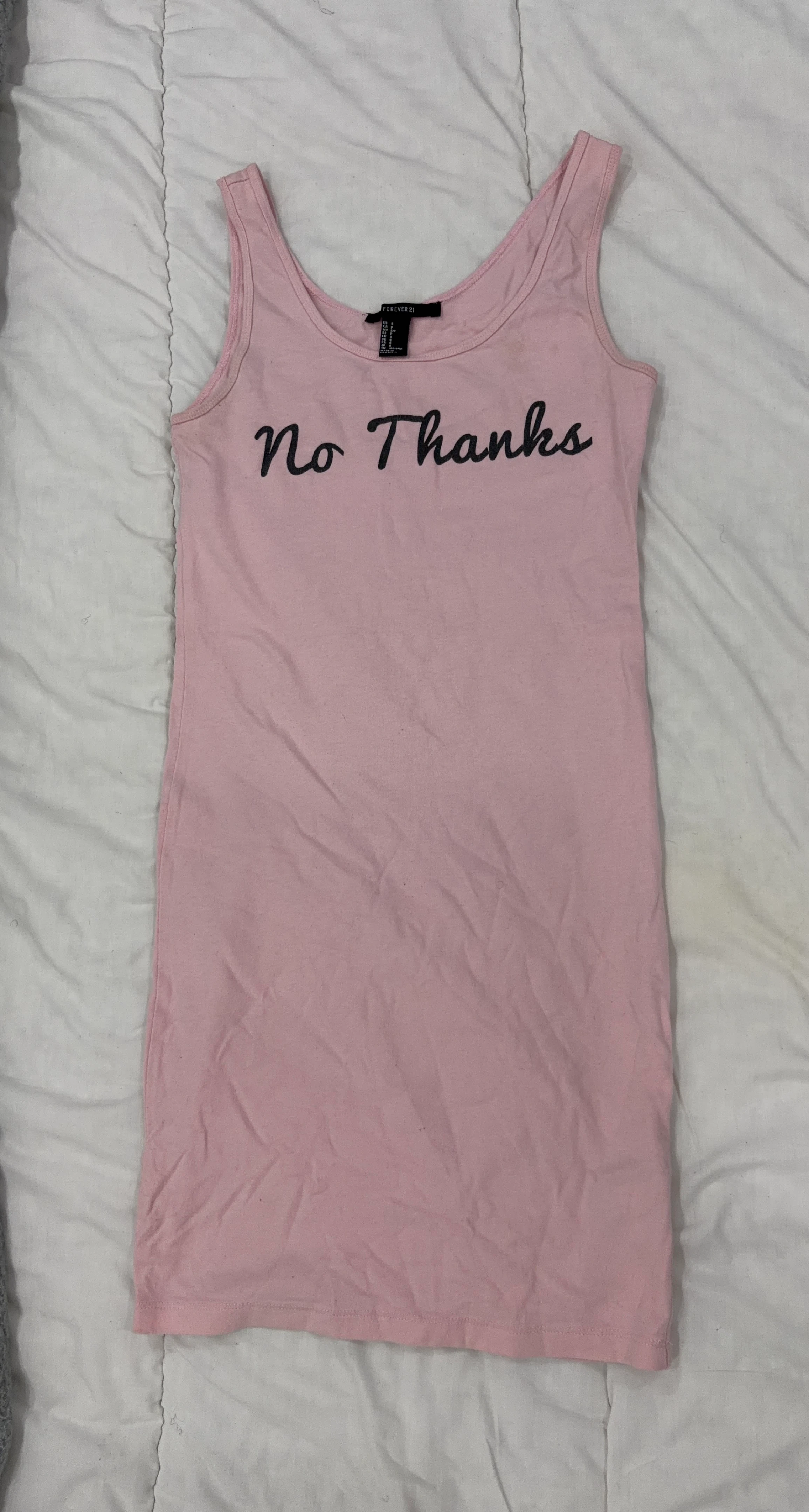 Forever 21 Pink "No Thanks" Tank Dress