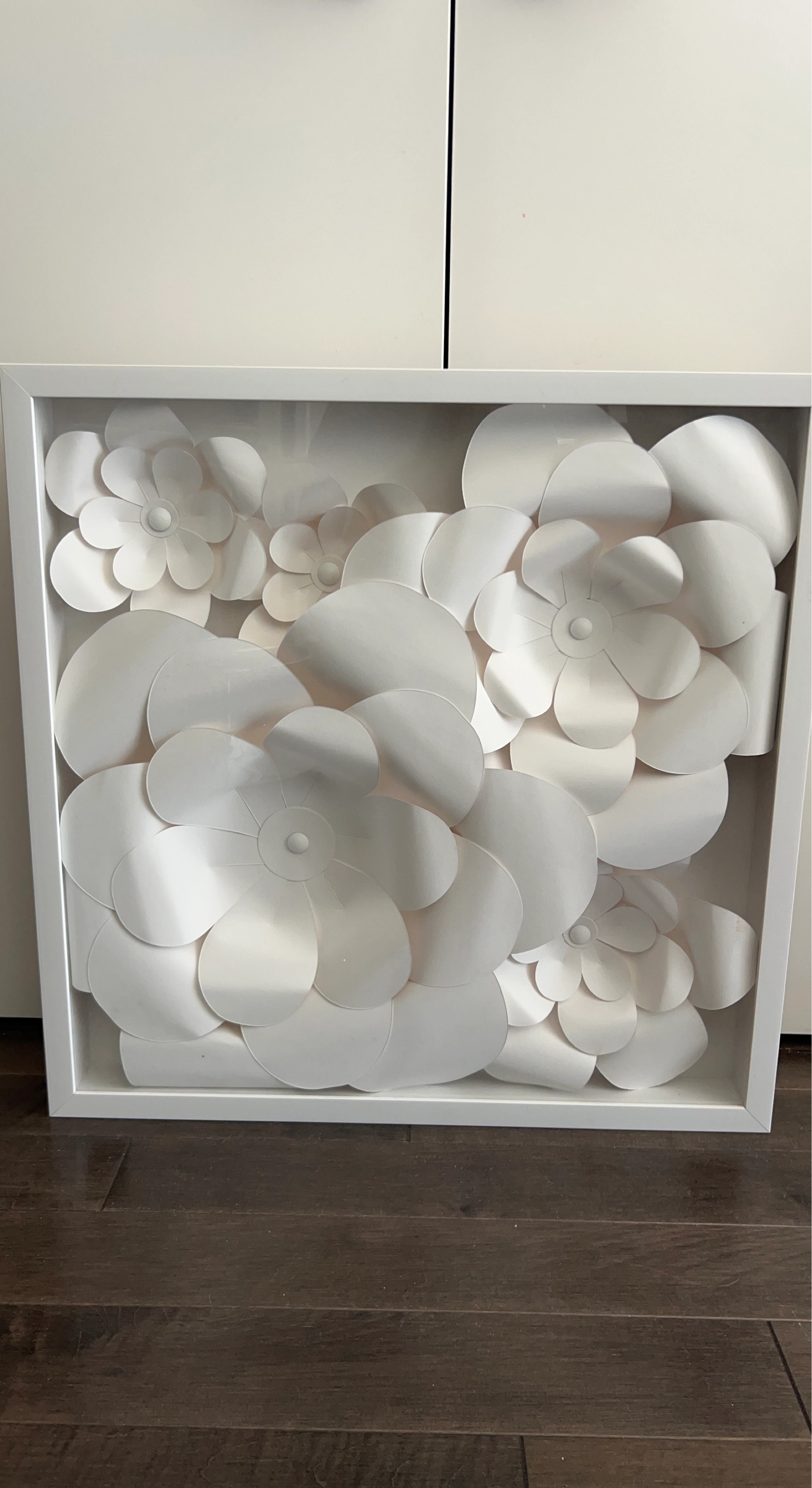 White Paper Flower Shadow Box Wall Art