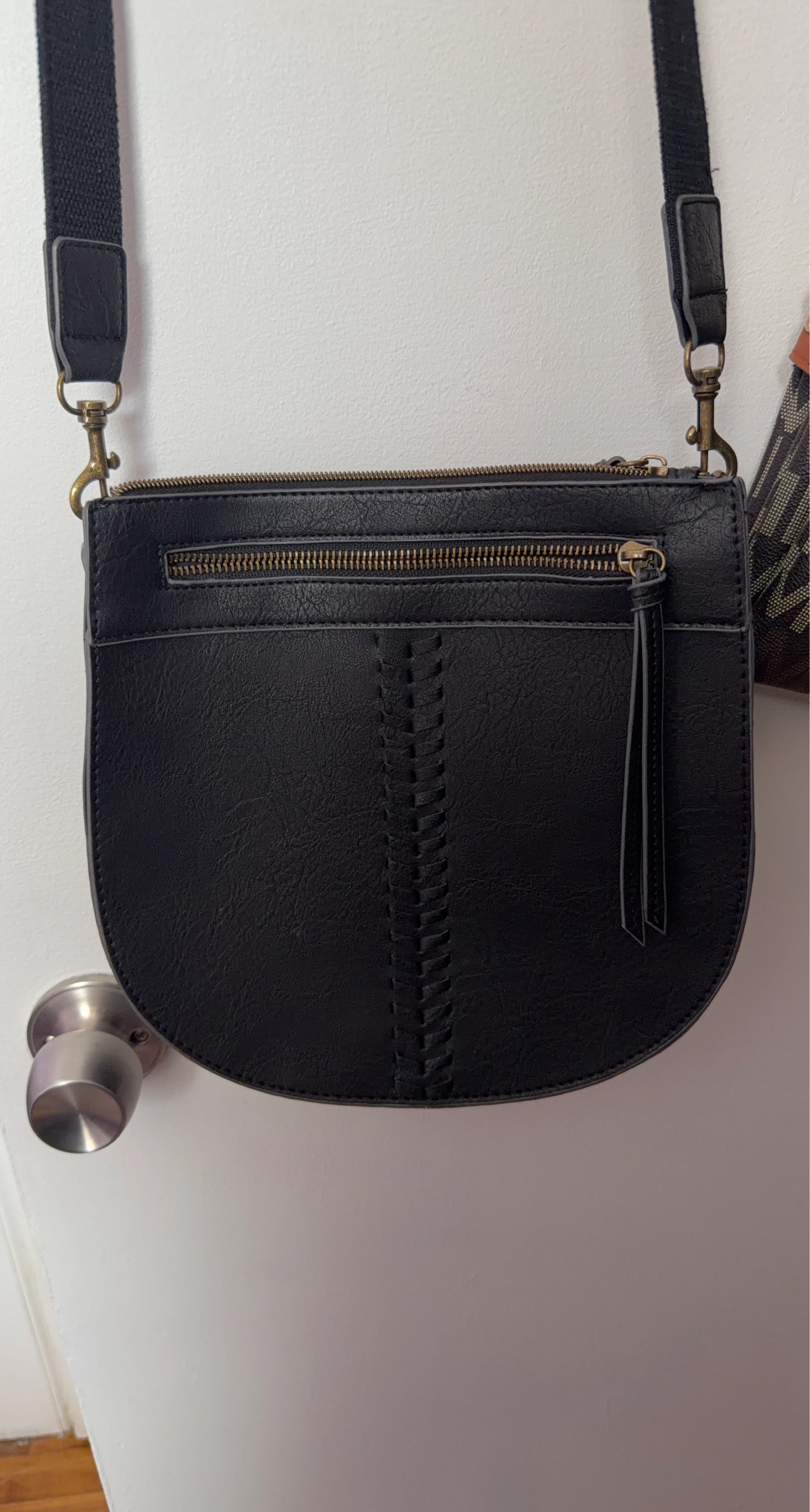 Black Faux Leather Crossbody Bag