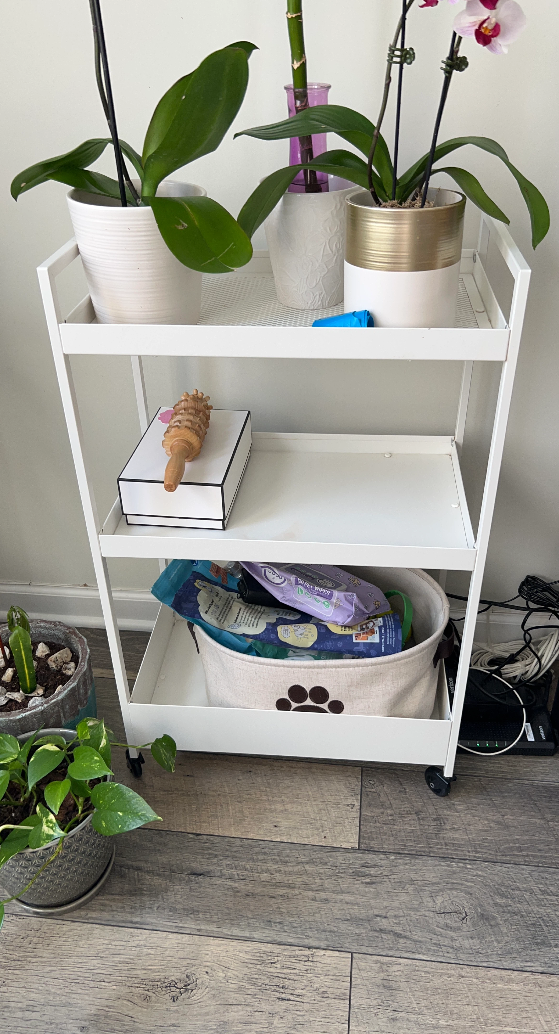 White 3-Tier Rolling Utility Cart