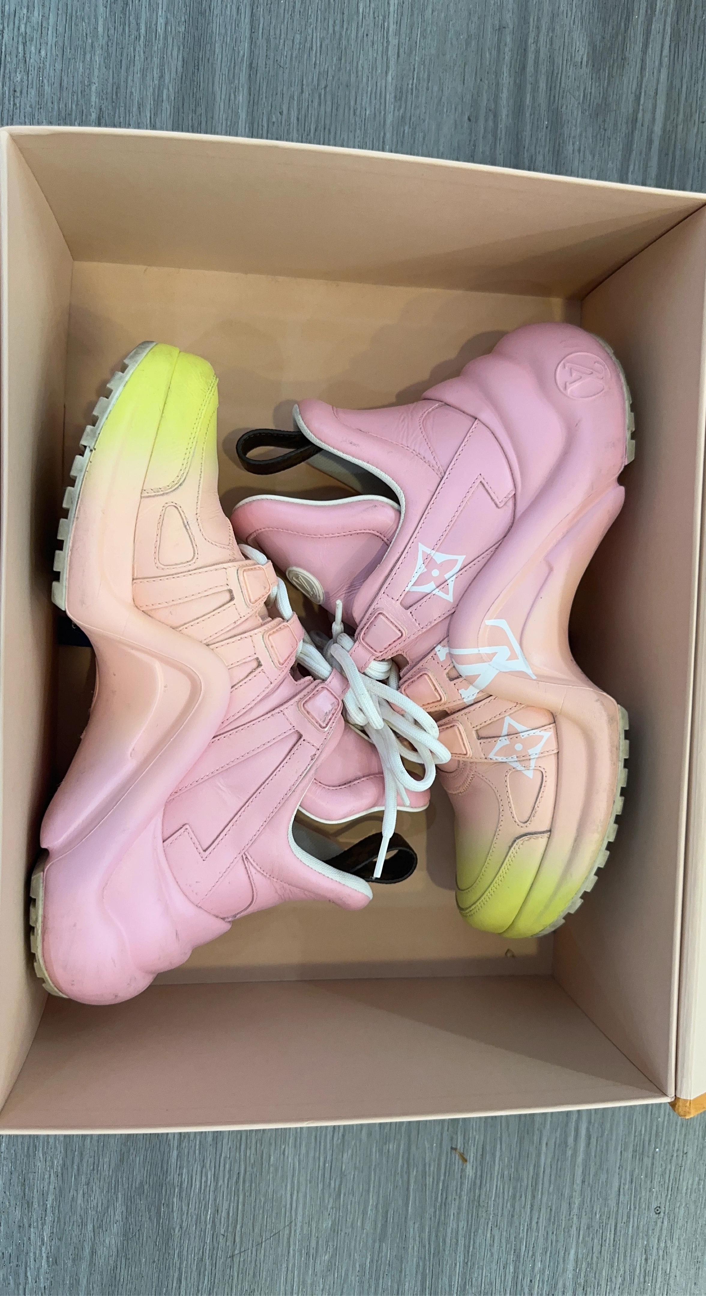Louis Vuitton Pink & Yellow Gradient Sneakers