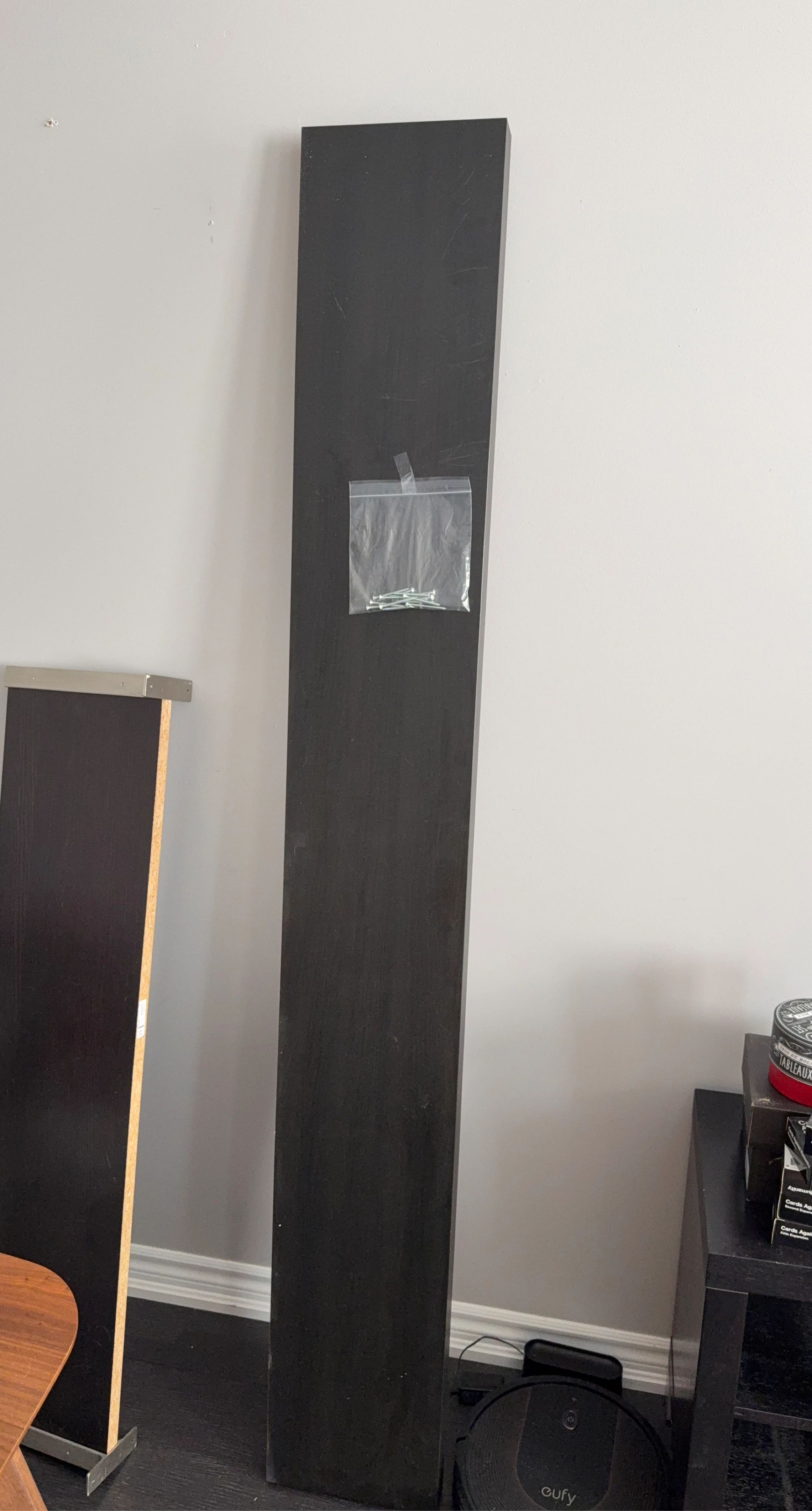 Dark Wood Shelf Panel with Screws