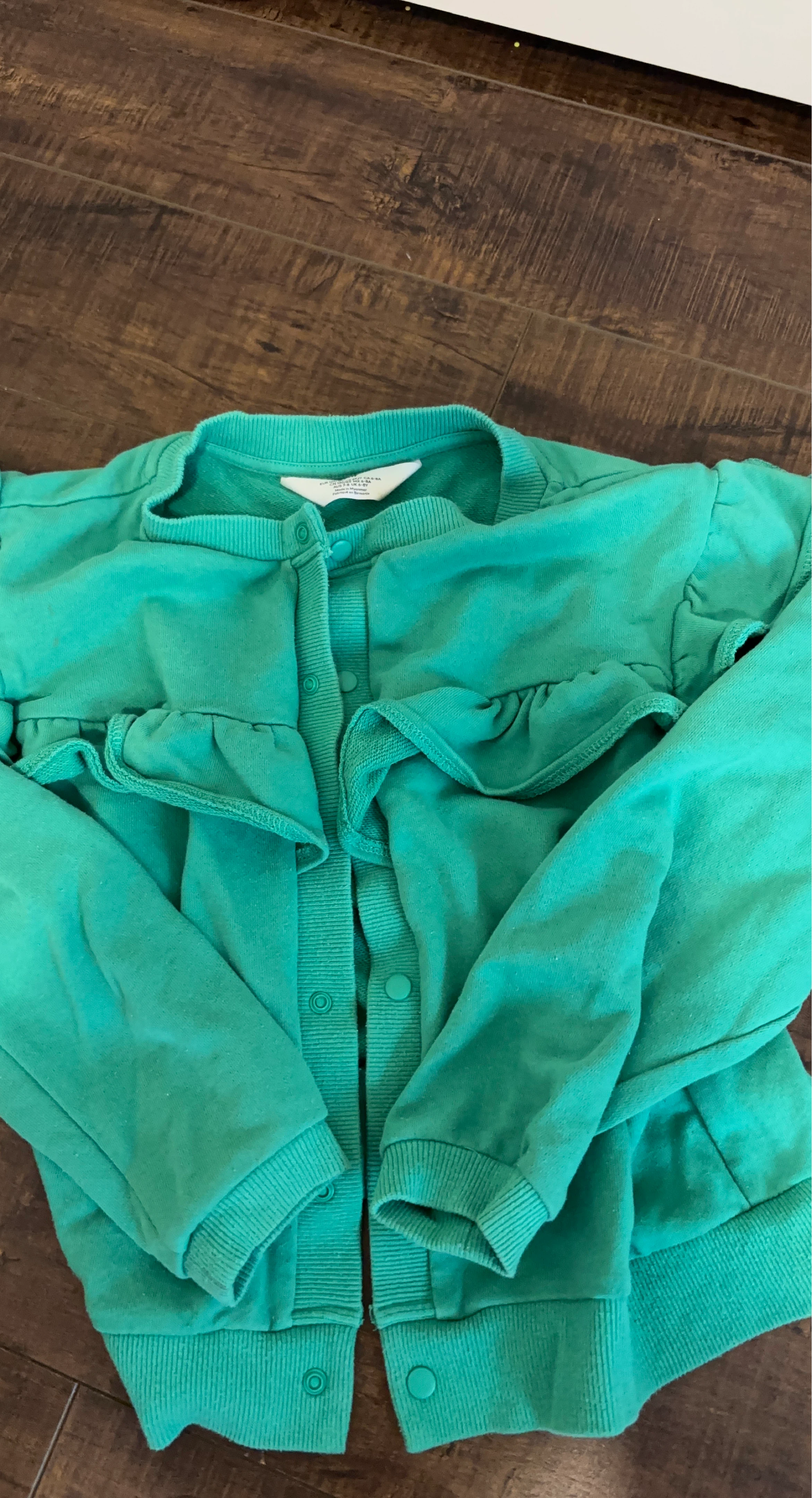 H&M Kids Green Ruffle Cardigan
