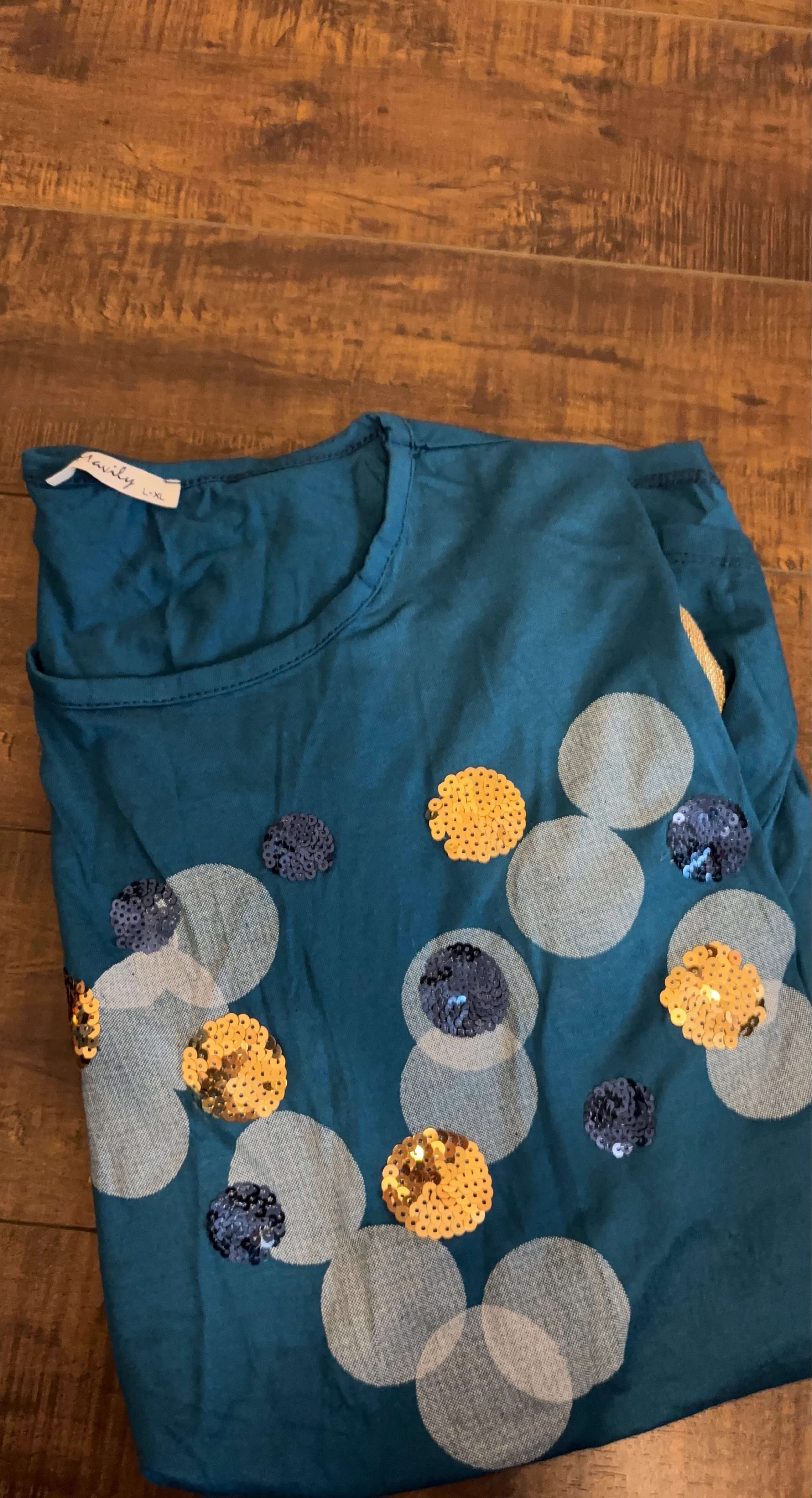 Teal Sequin Circle Top