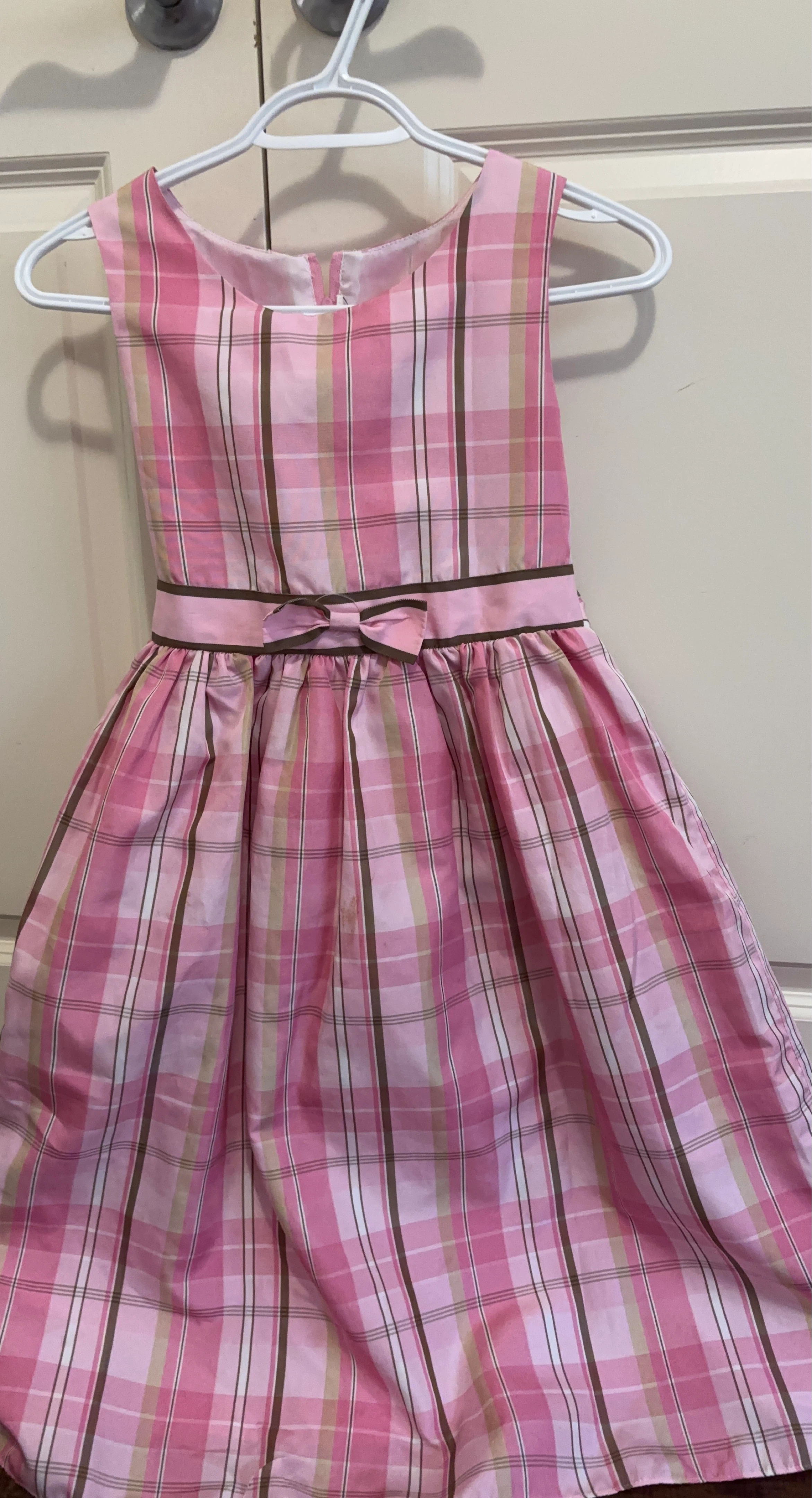 Pink Plaid Dress with Bow