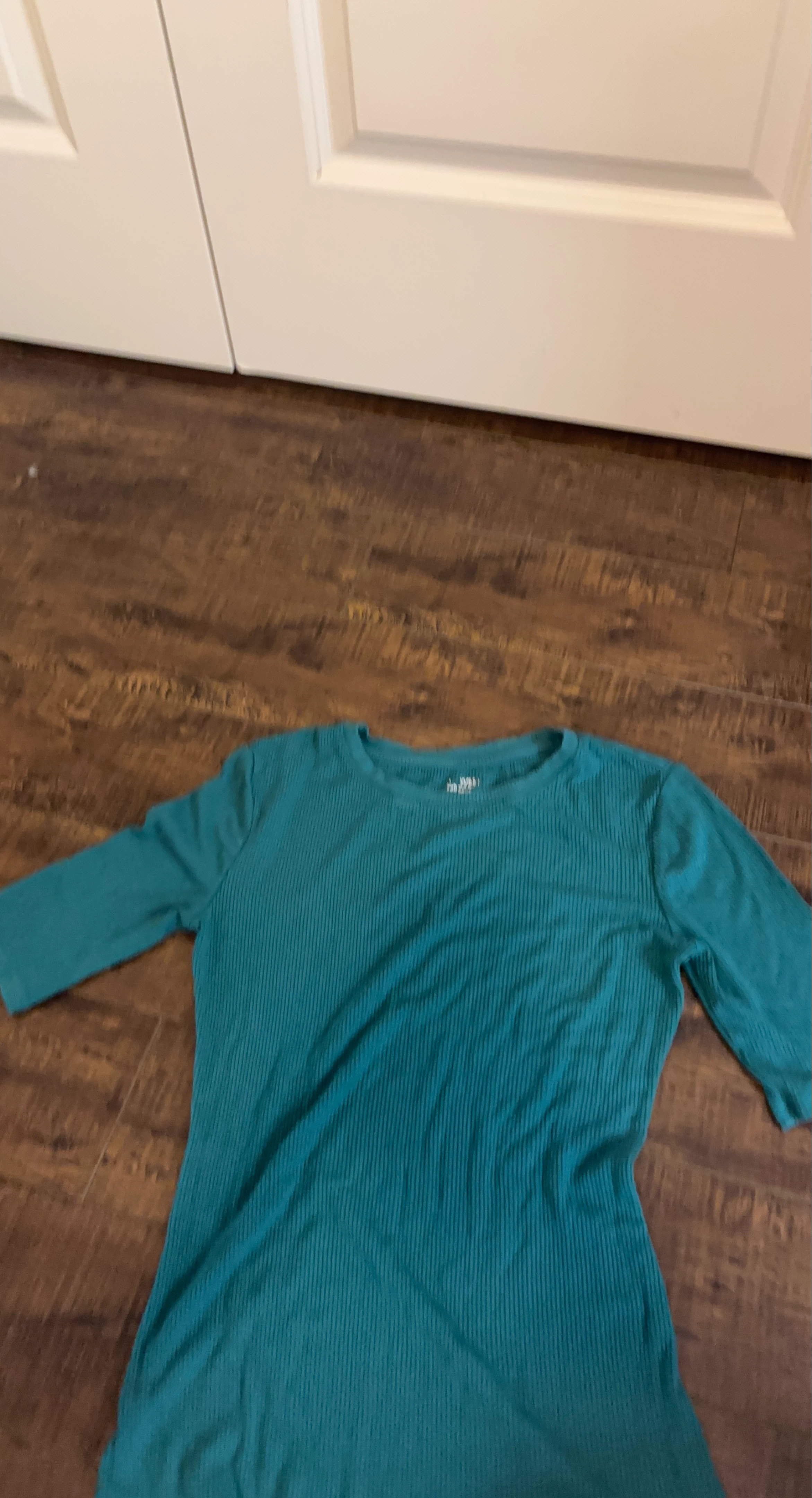 Women's Teal Ribbed Long Sleeve Top
