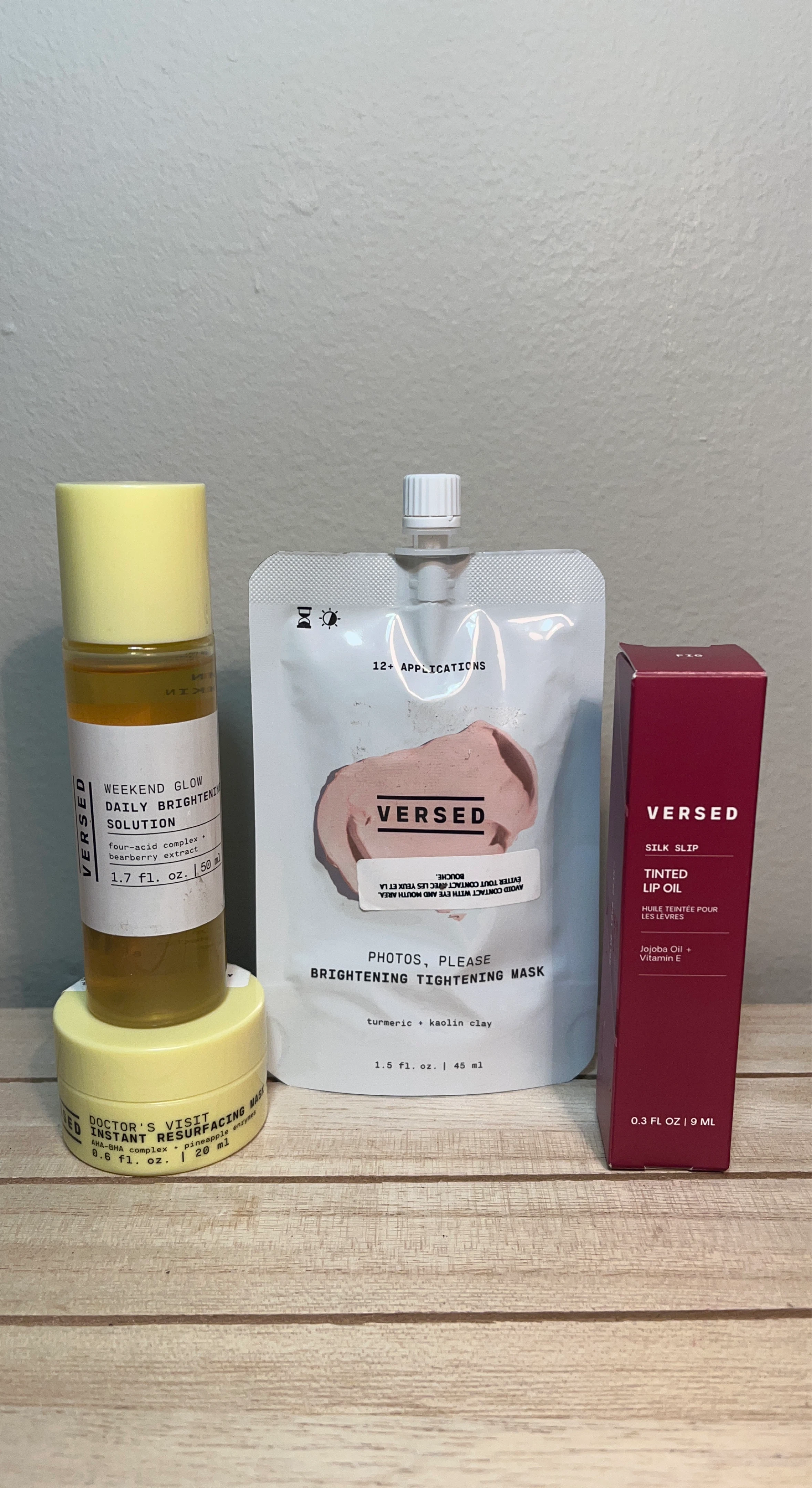 Versed Skincare Set: masks, toner and tinted lip oil