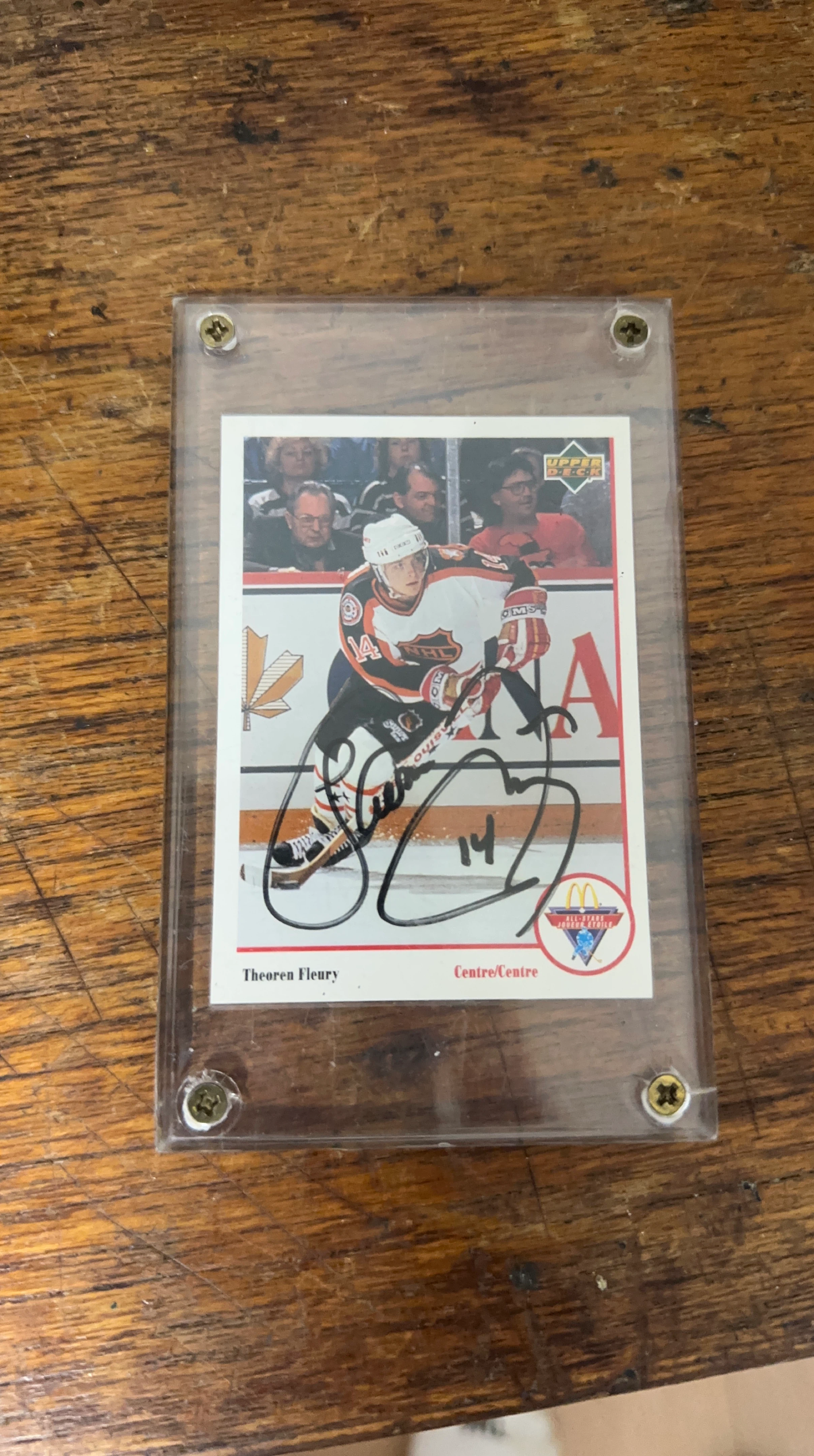 Signed Theoren Fleury Upper Deck Hockey Card