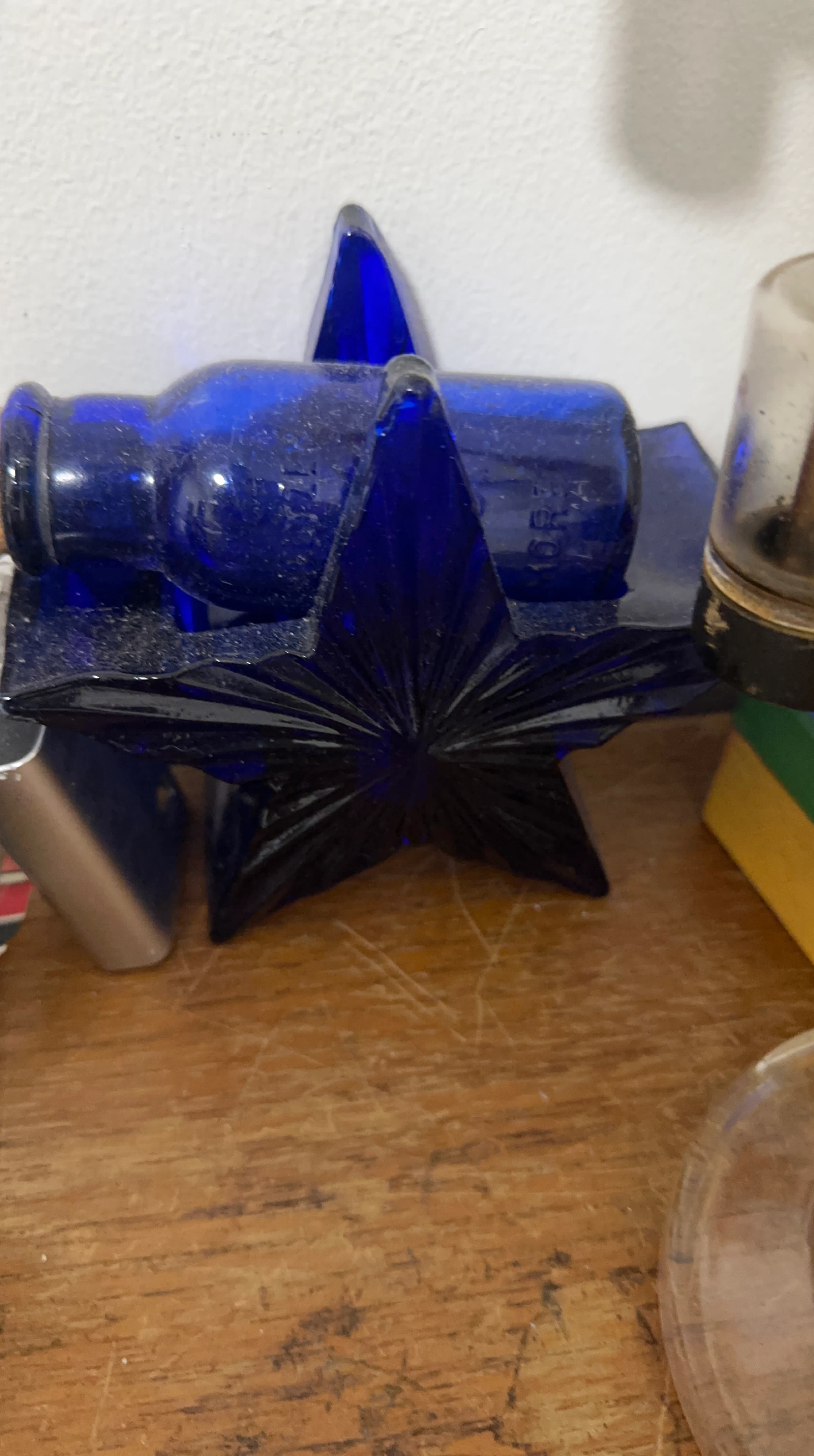 Blue Glass Star Bottle Holder