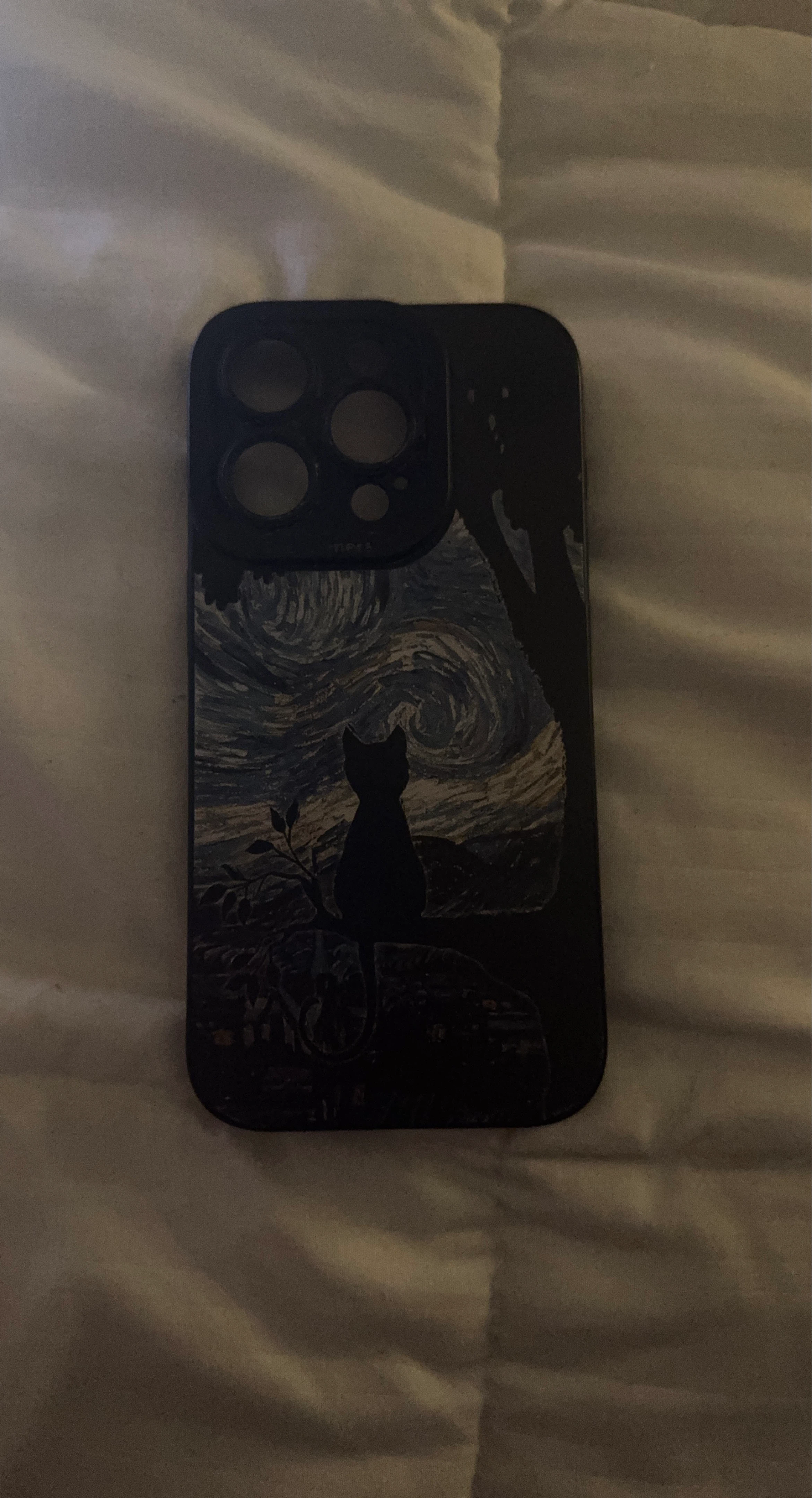Phone Case with Starry Night Cat Design