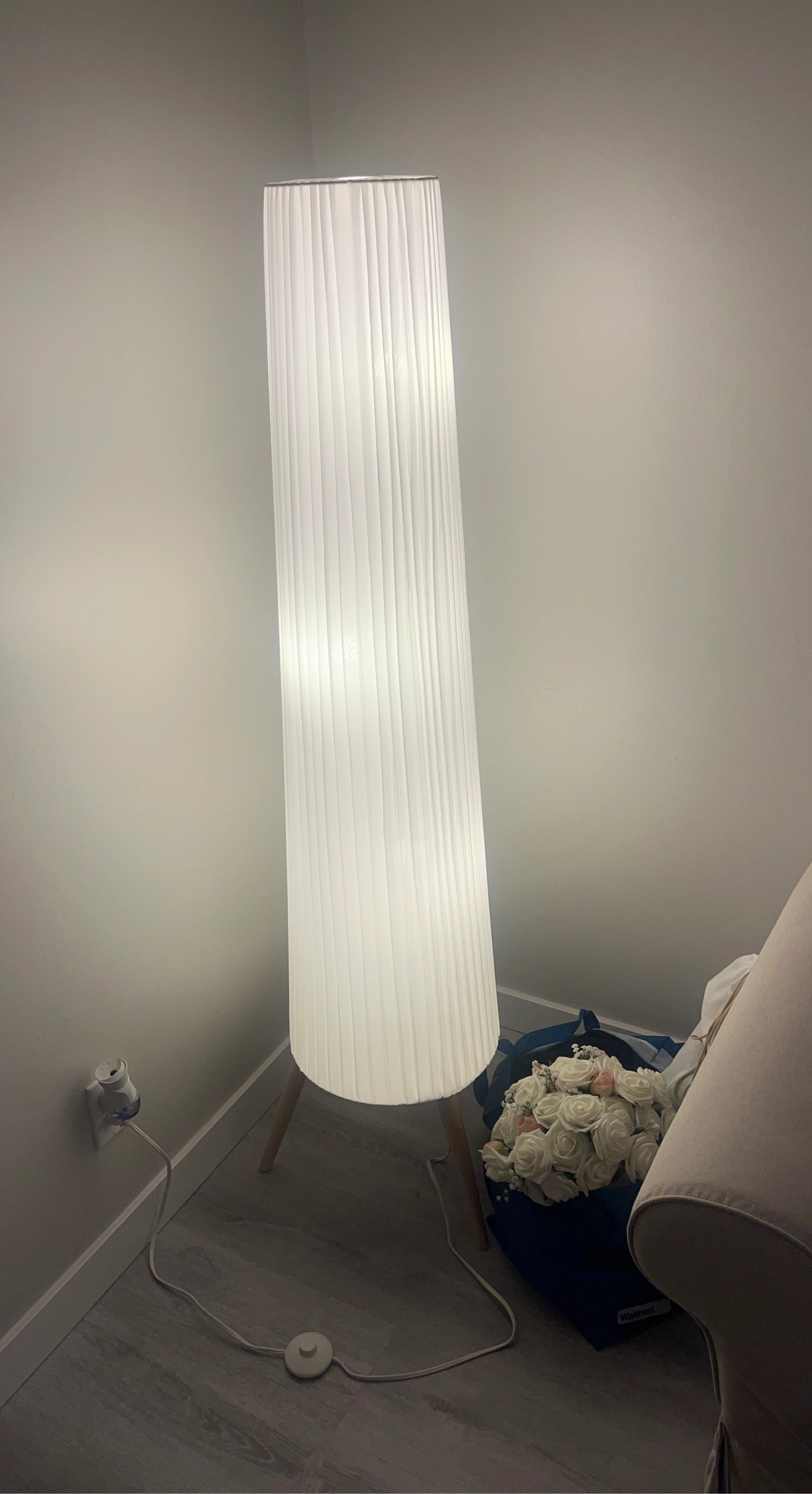 White Pleated Floor Lamp