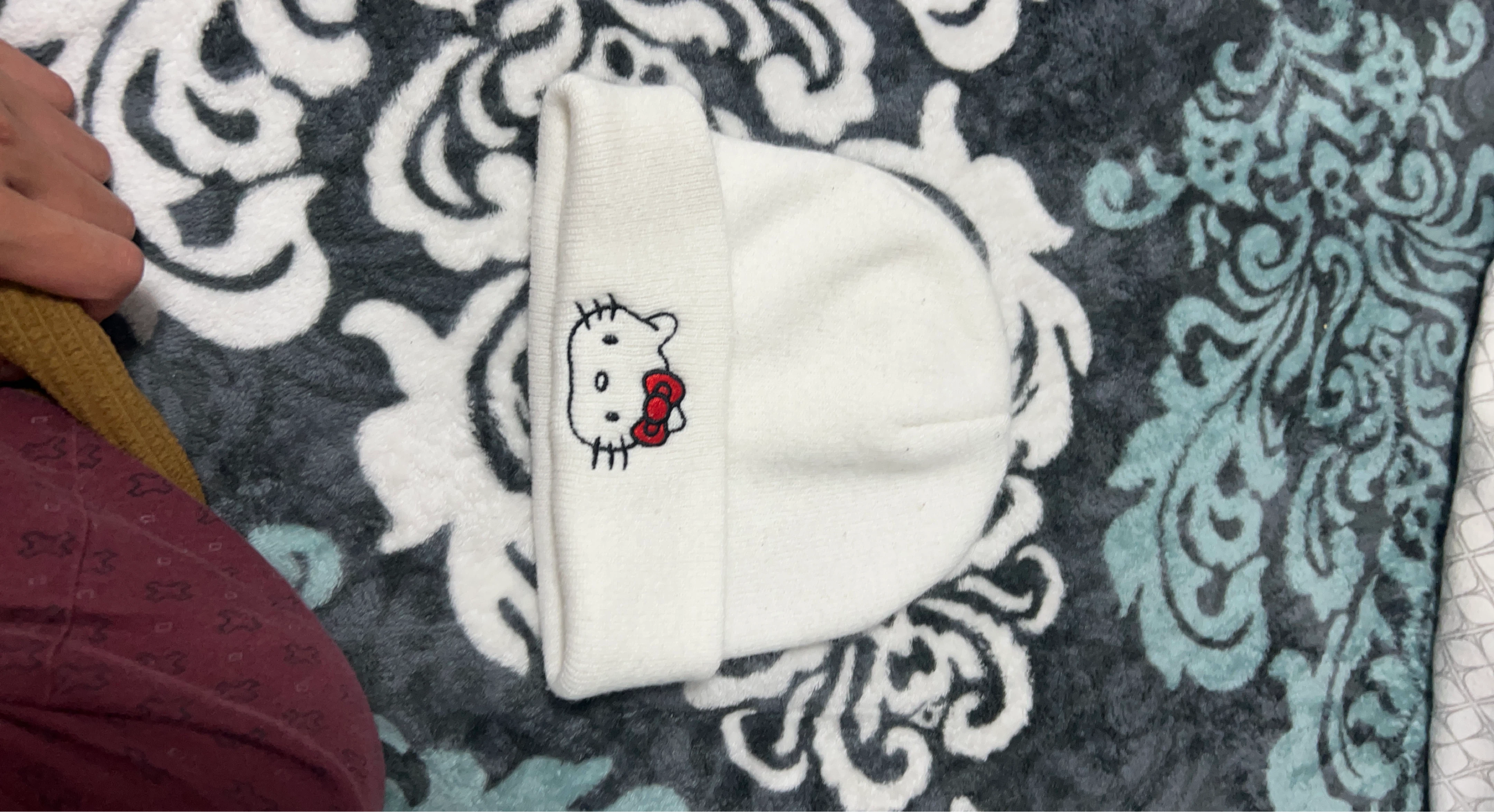White Hello Kitty Knit Beanie Hat