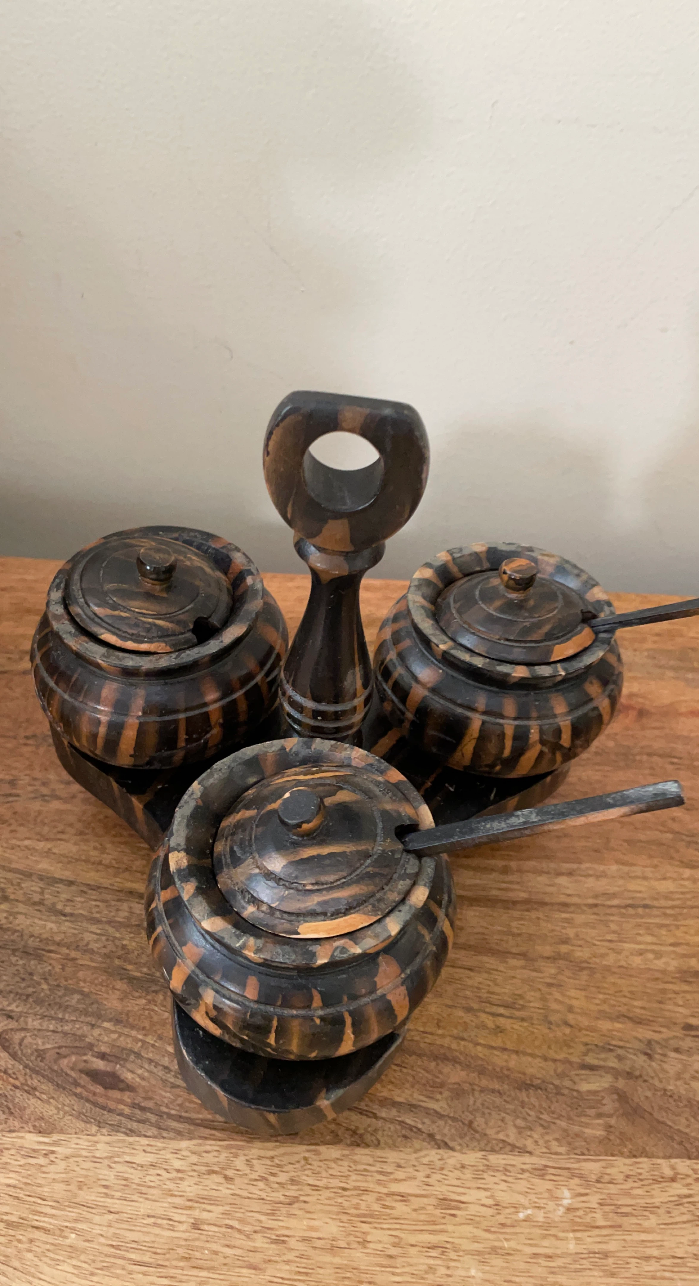 Wooden Condiment Set with Spoons