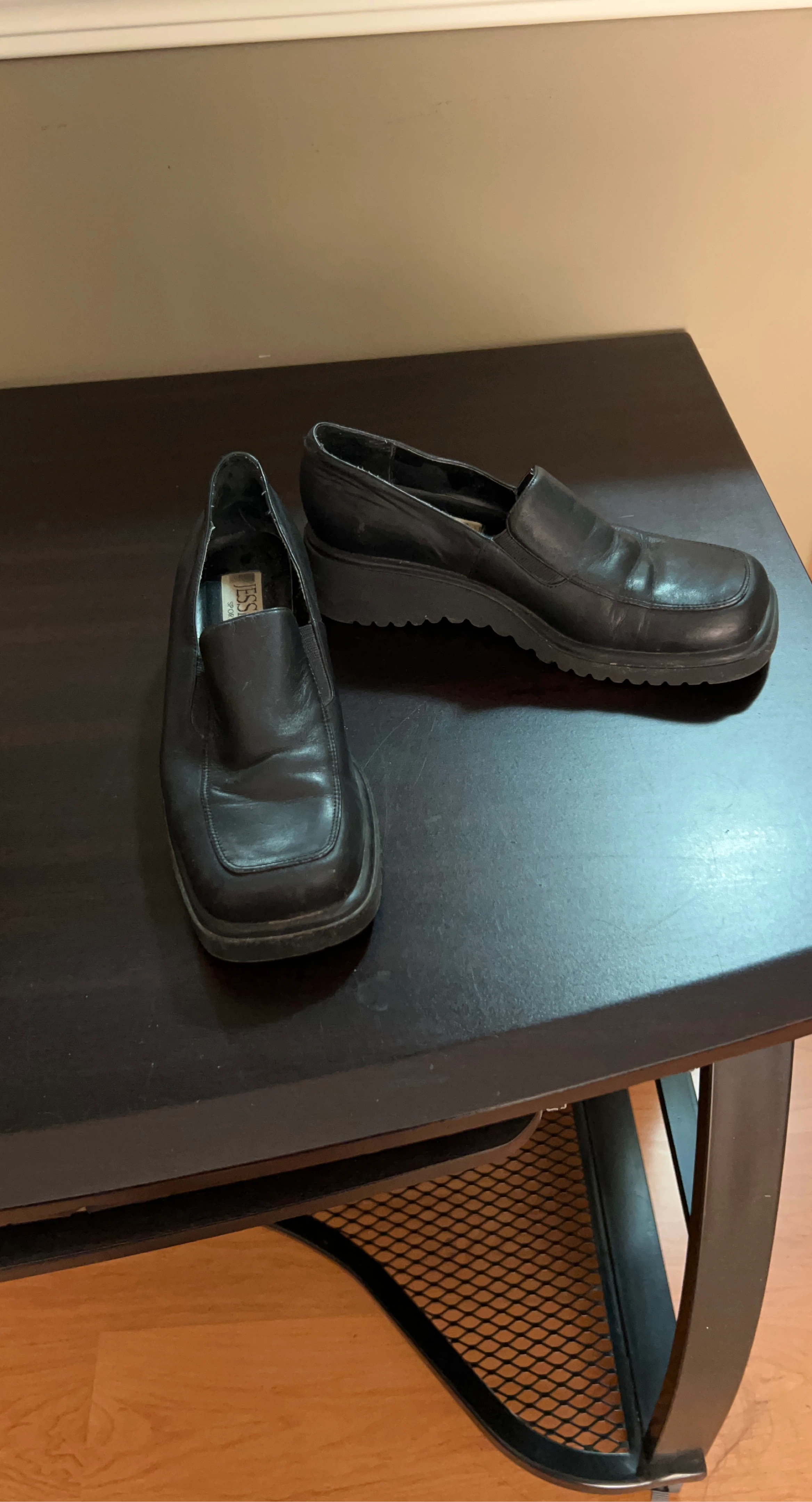 Black Faux Leather Platform Loafers