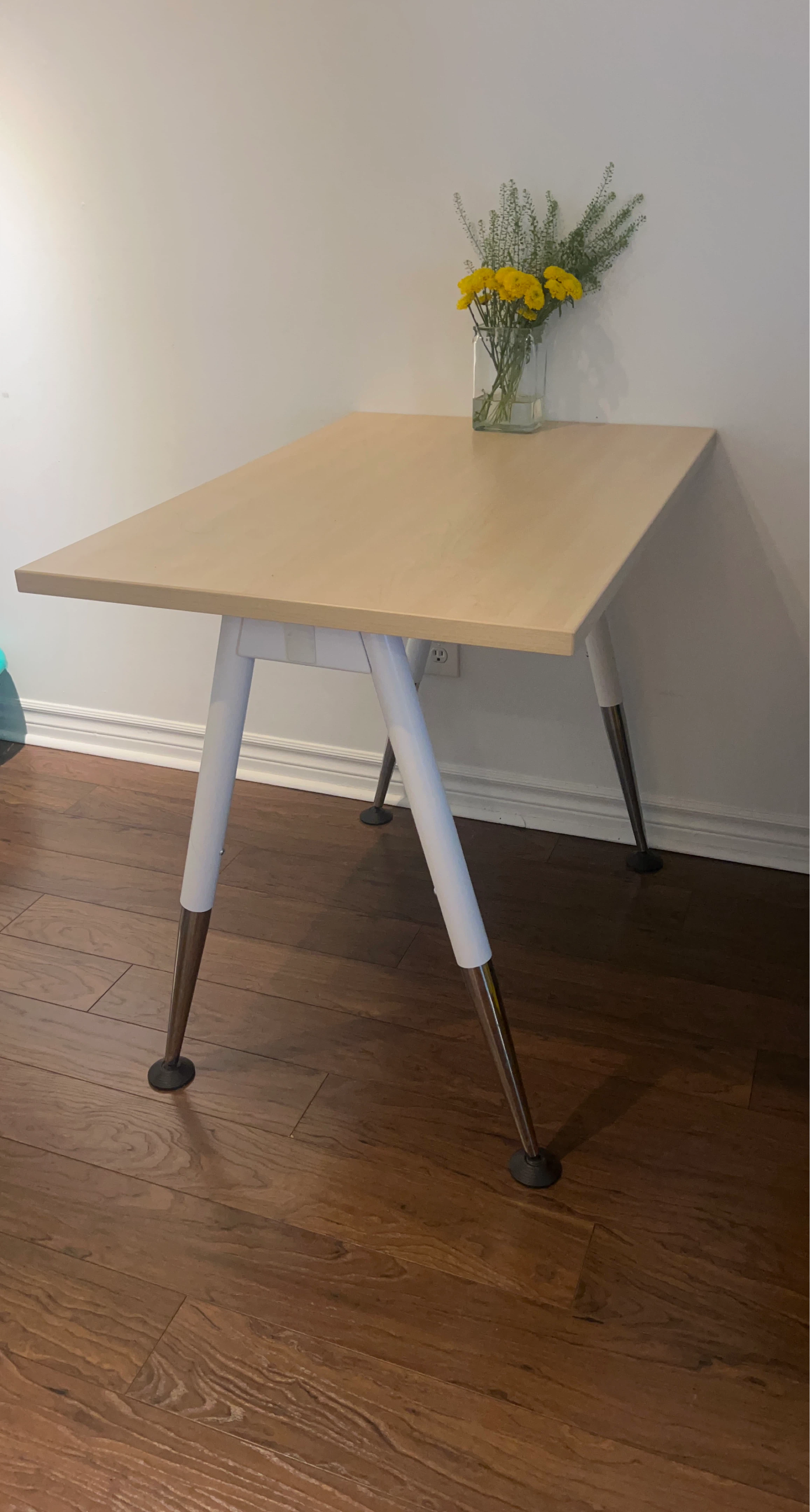 Modern Accent Table with White and Chrome Legs