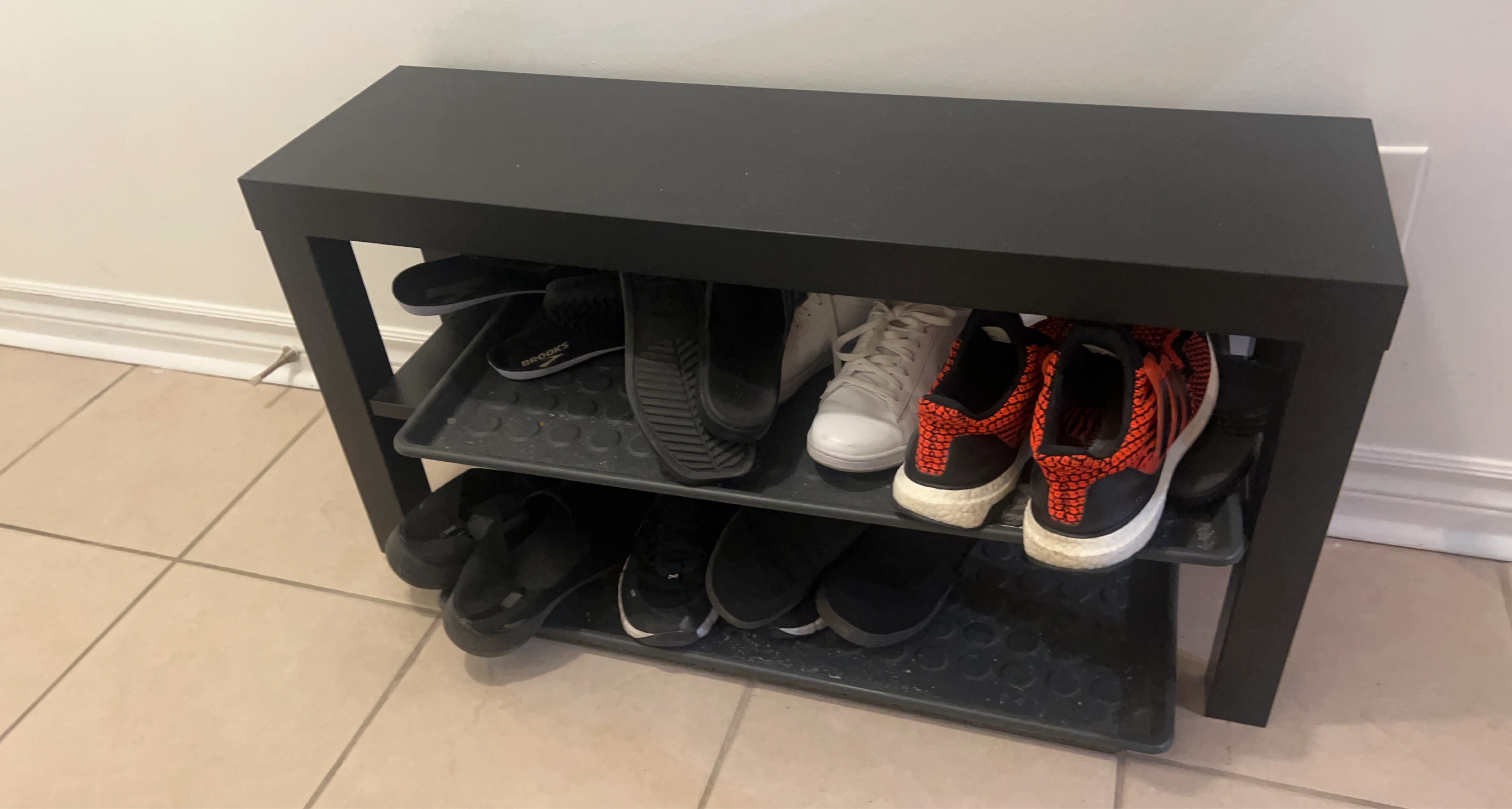 Black 2-Tier Shoe Rack