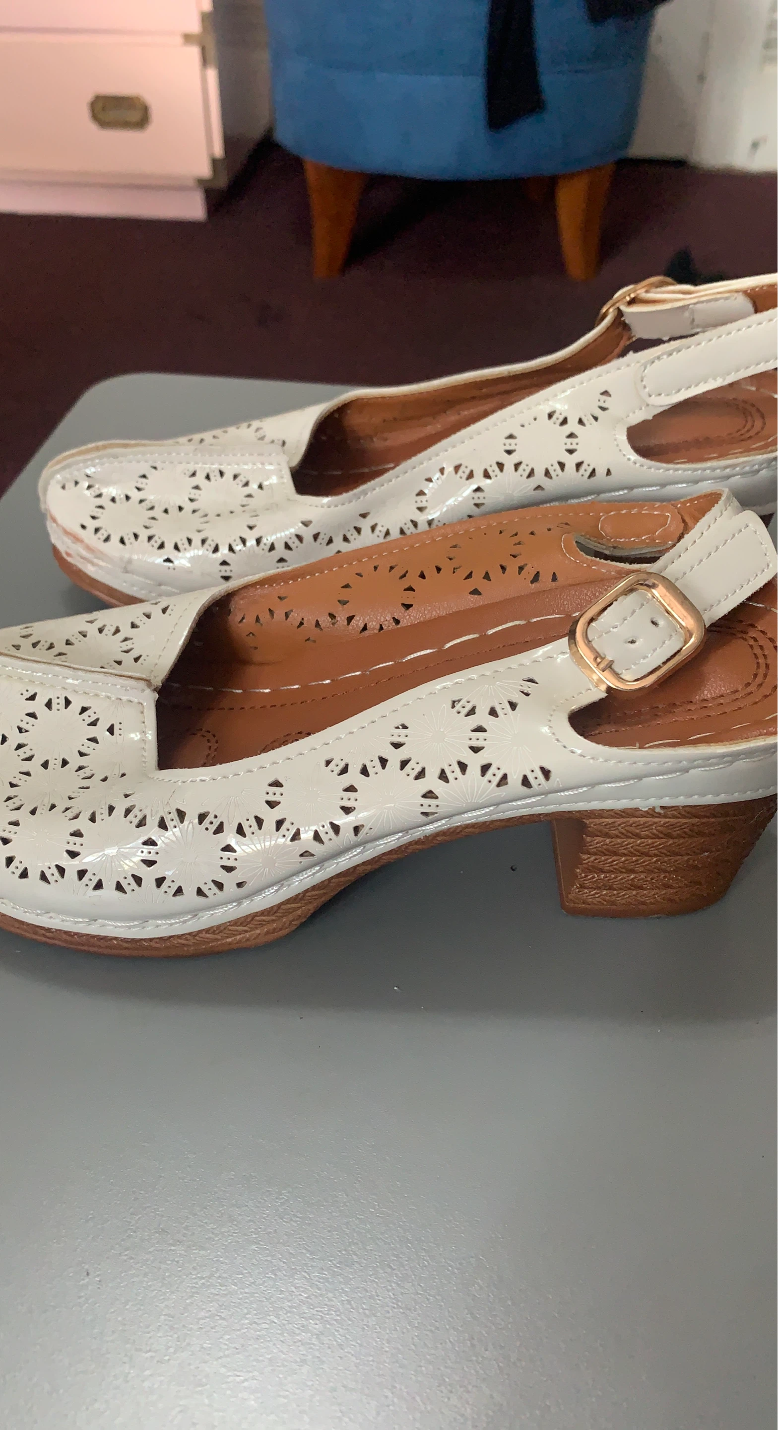 White Cutout Slingback Heel Sandals