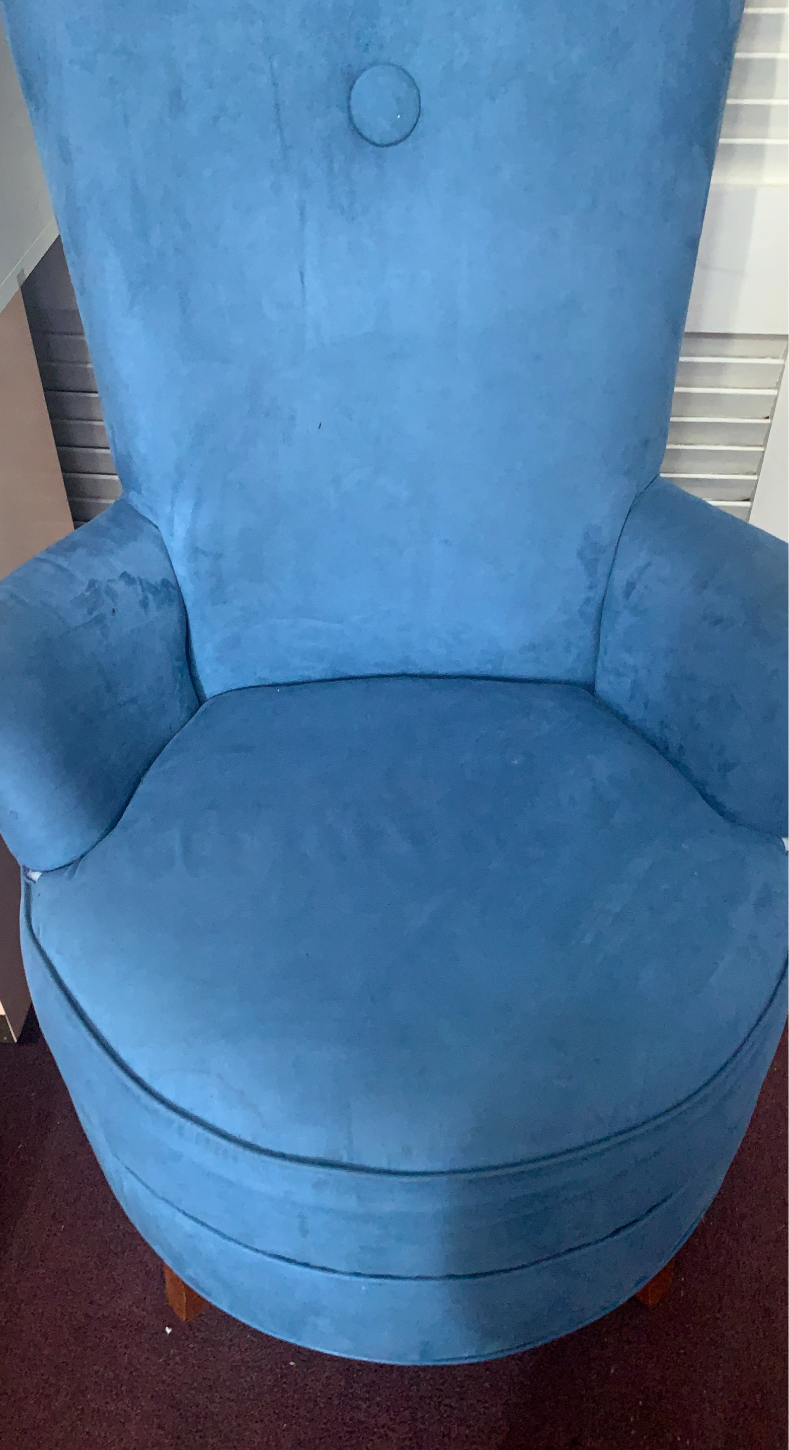 Blue Upholstered Accent Chair with Button Tufting