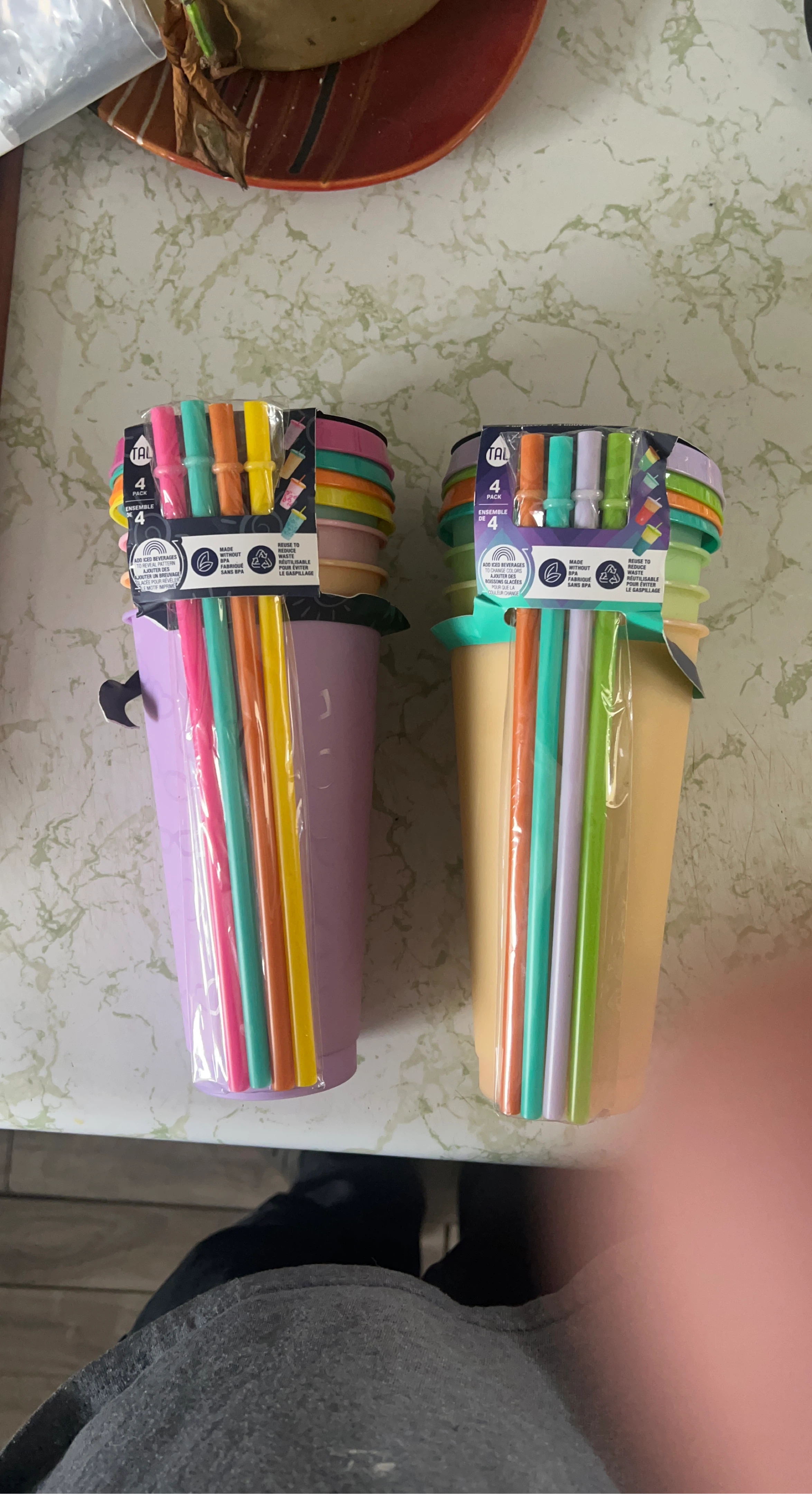 TAL Colour Changing Cups with Straws - 4 Pack