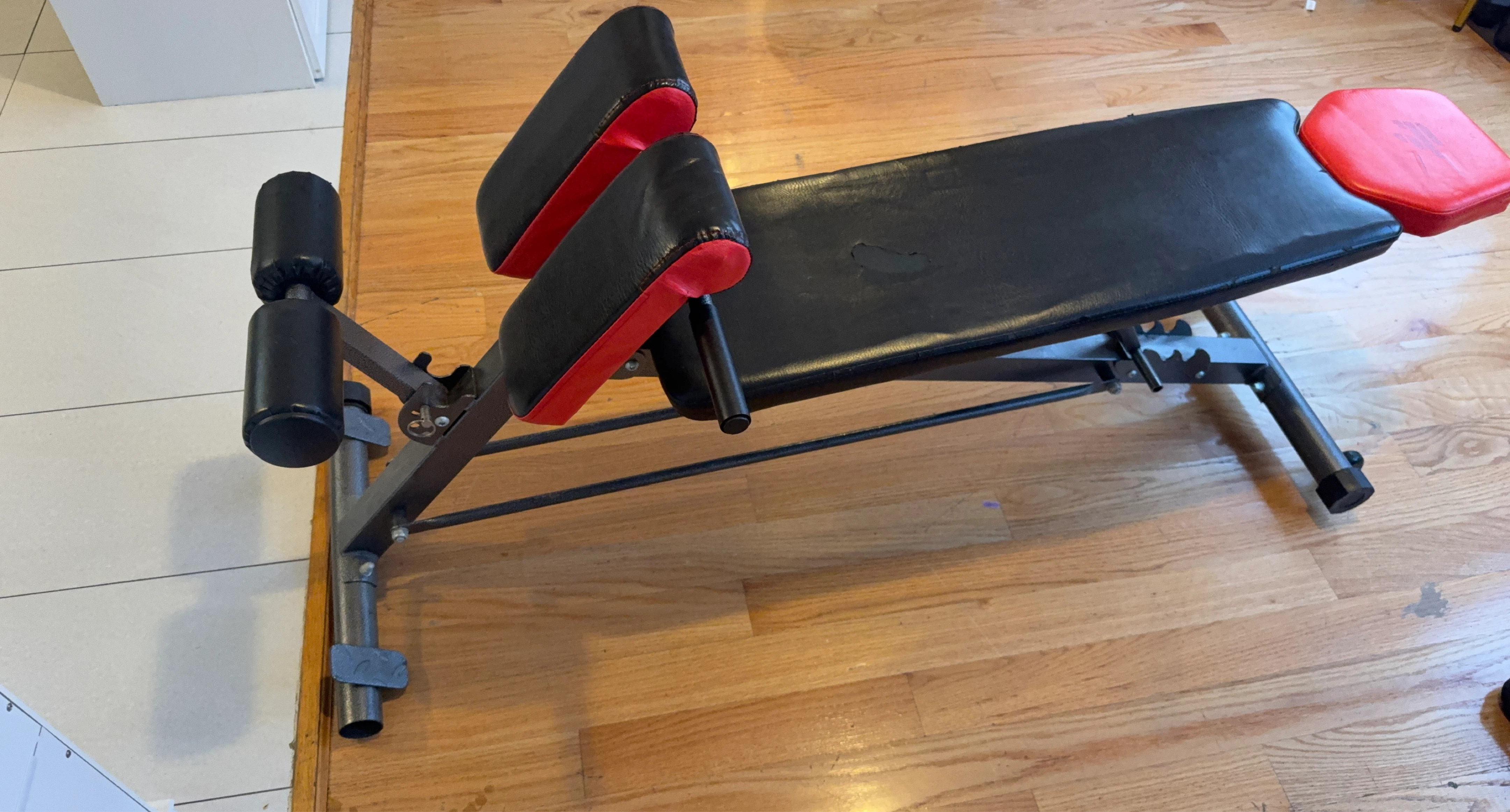 Black Weight Bench with Red Accents