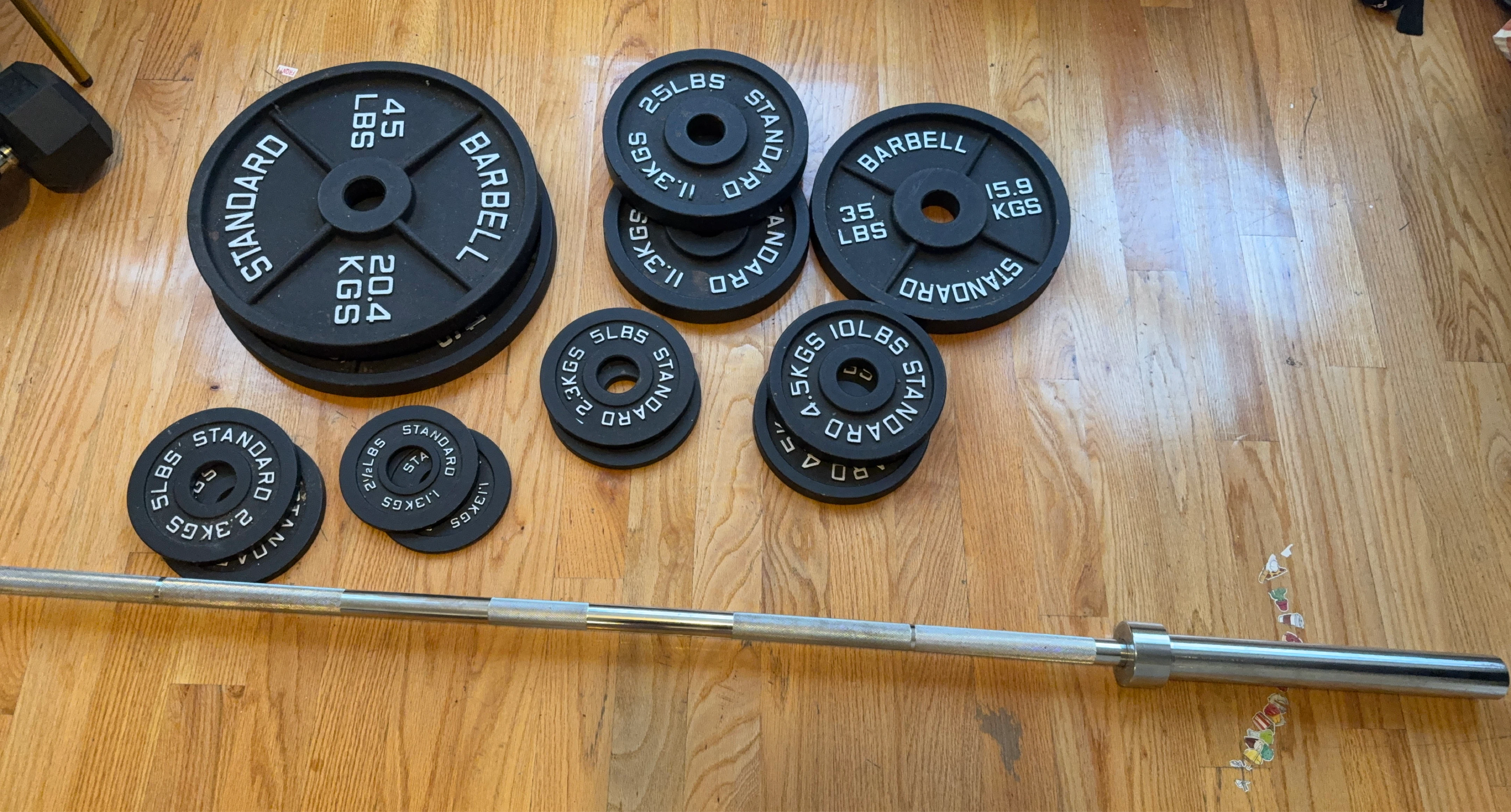 Standard Barbell Weight Plates and Bar Set