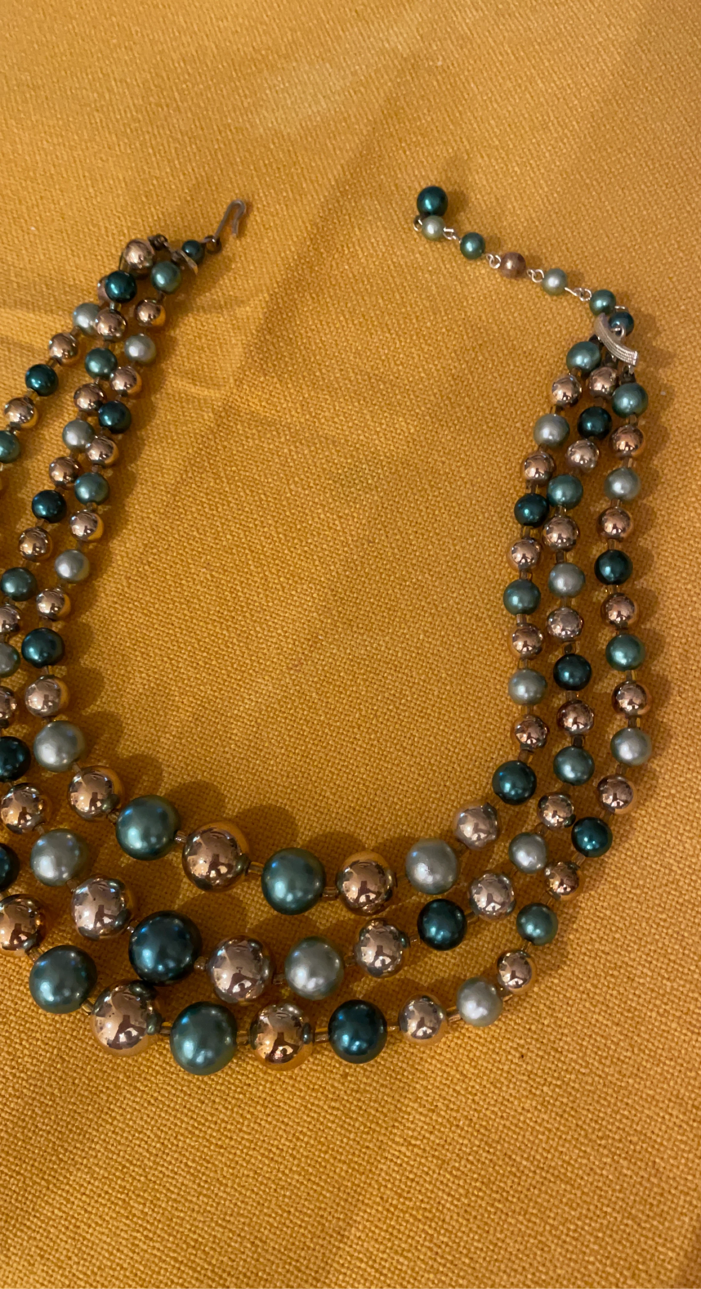 Three Strand Beaded Necklace