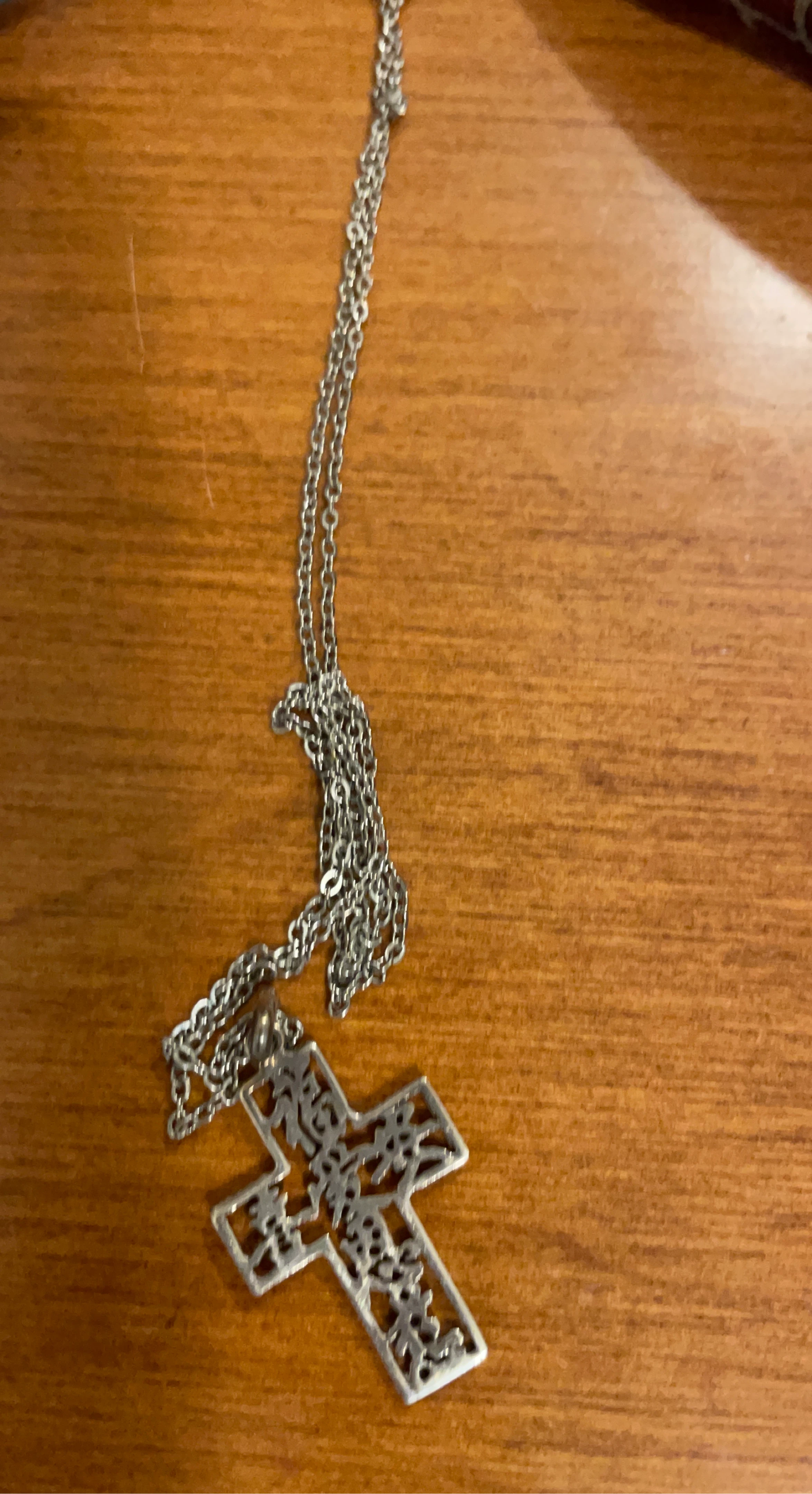 Silver Tone Cross Pendant Necklace