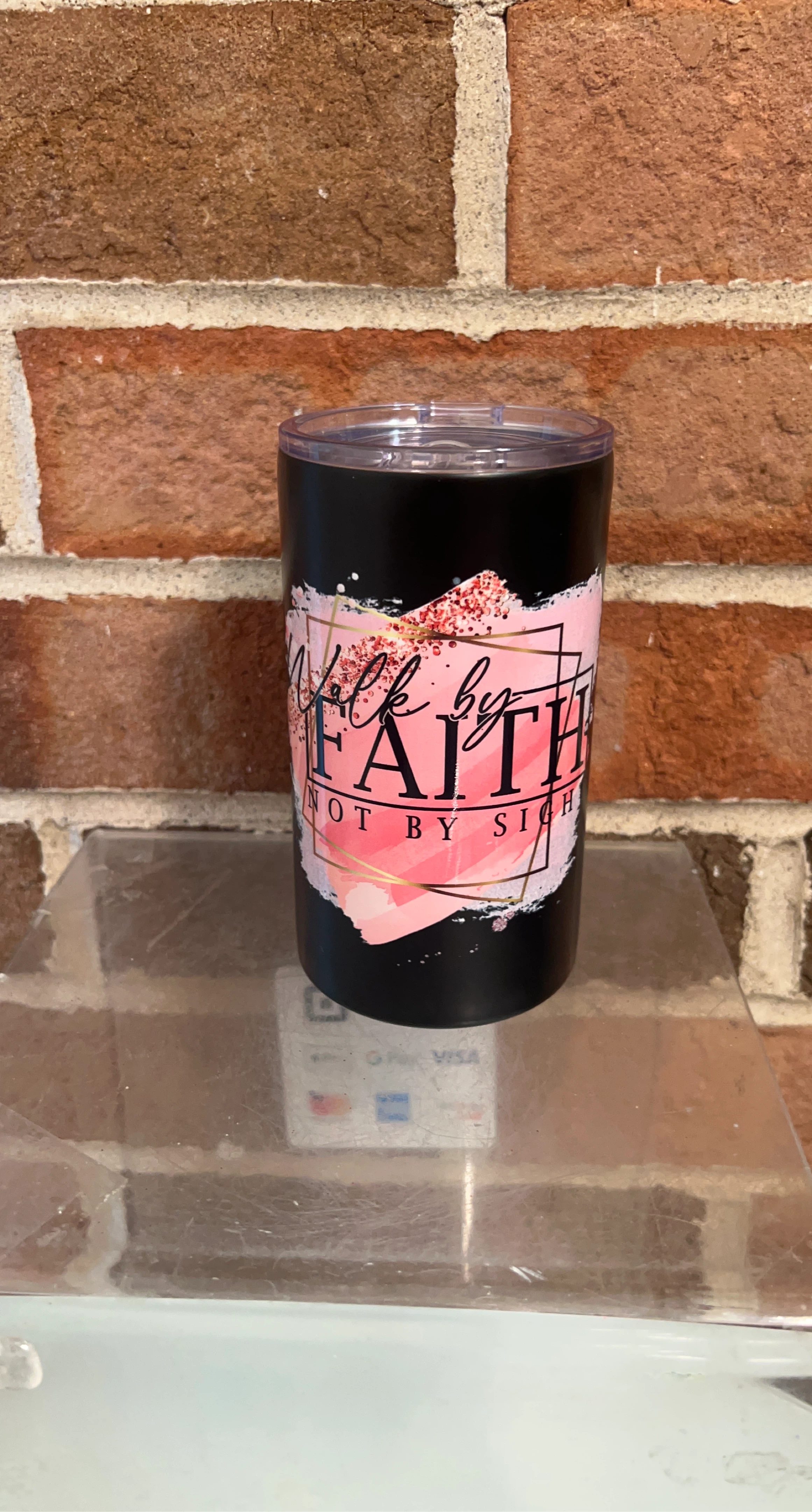 Black "Walk by Faith Not by Sight" Tumbler