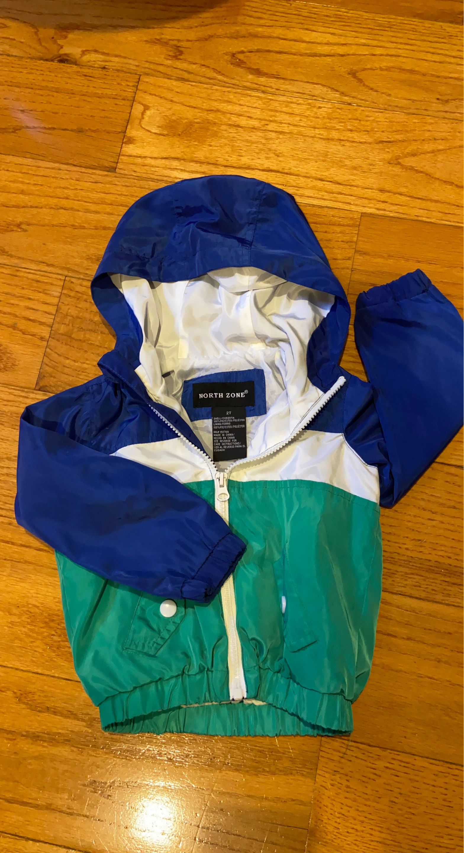 North Zone Colorblock Hooded Windbreaker Jacket Size 2T
