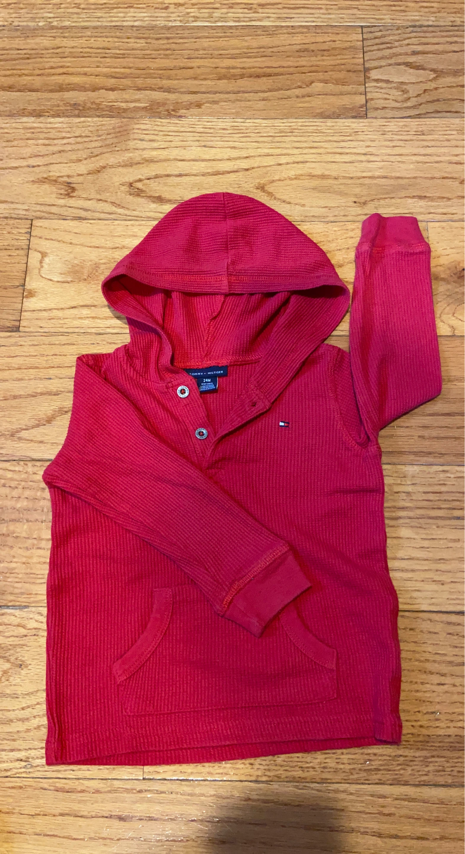 Tommy Hilfiger Red Knit Hoodie - 24 Months