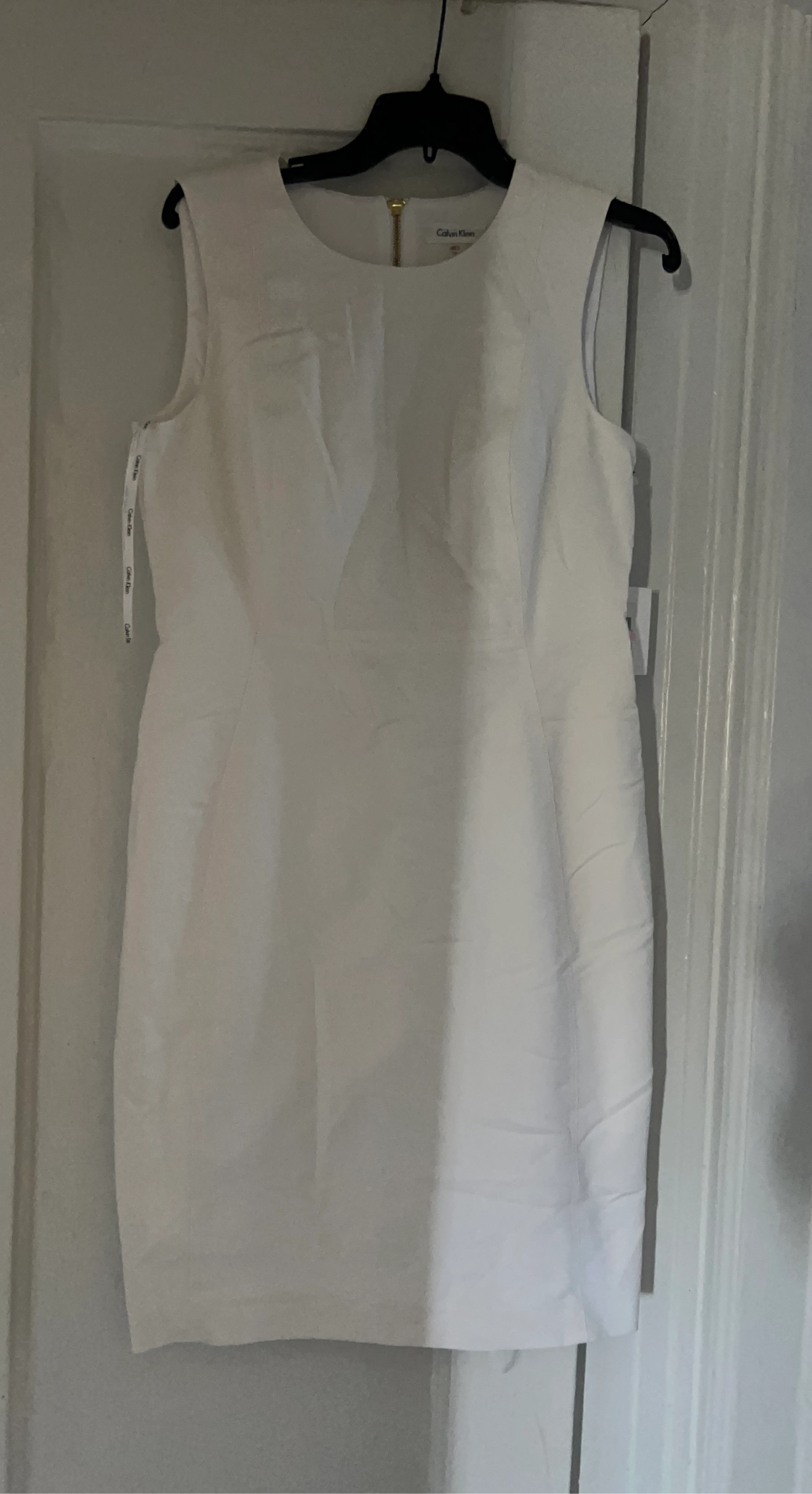 Calvin Klein White Sleeveless Sheath Dress