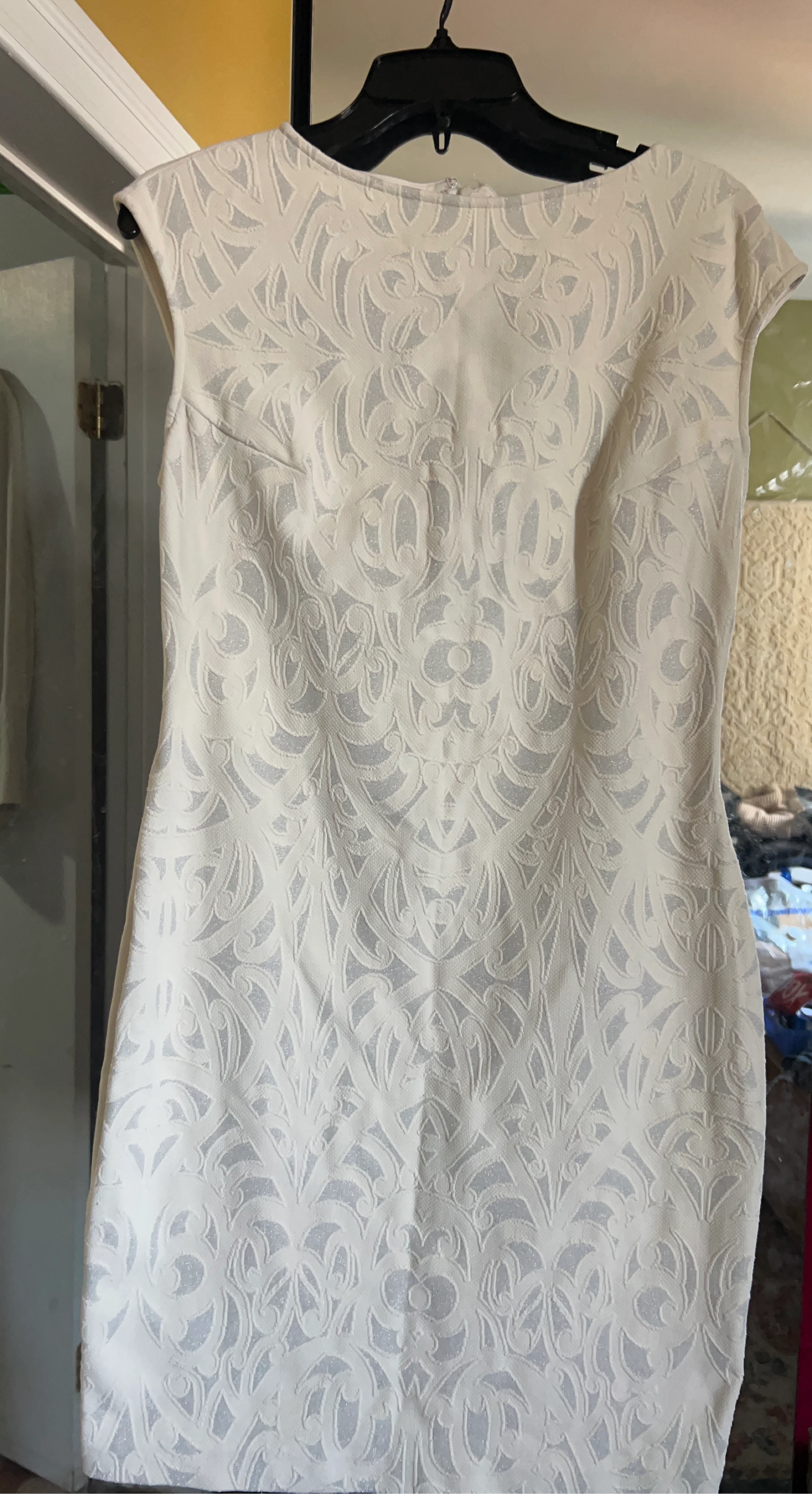 White Cap Sleeve Jacquard Dress
