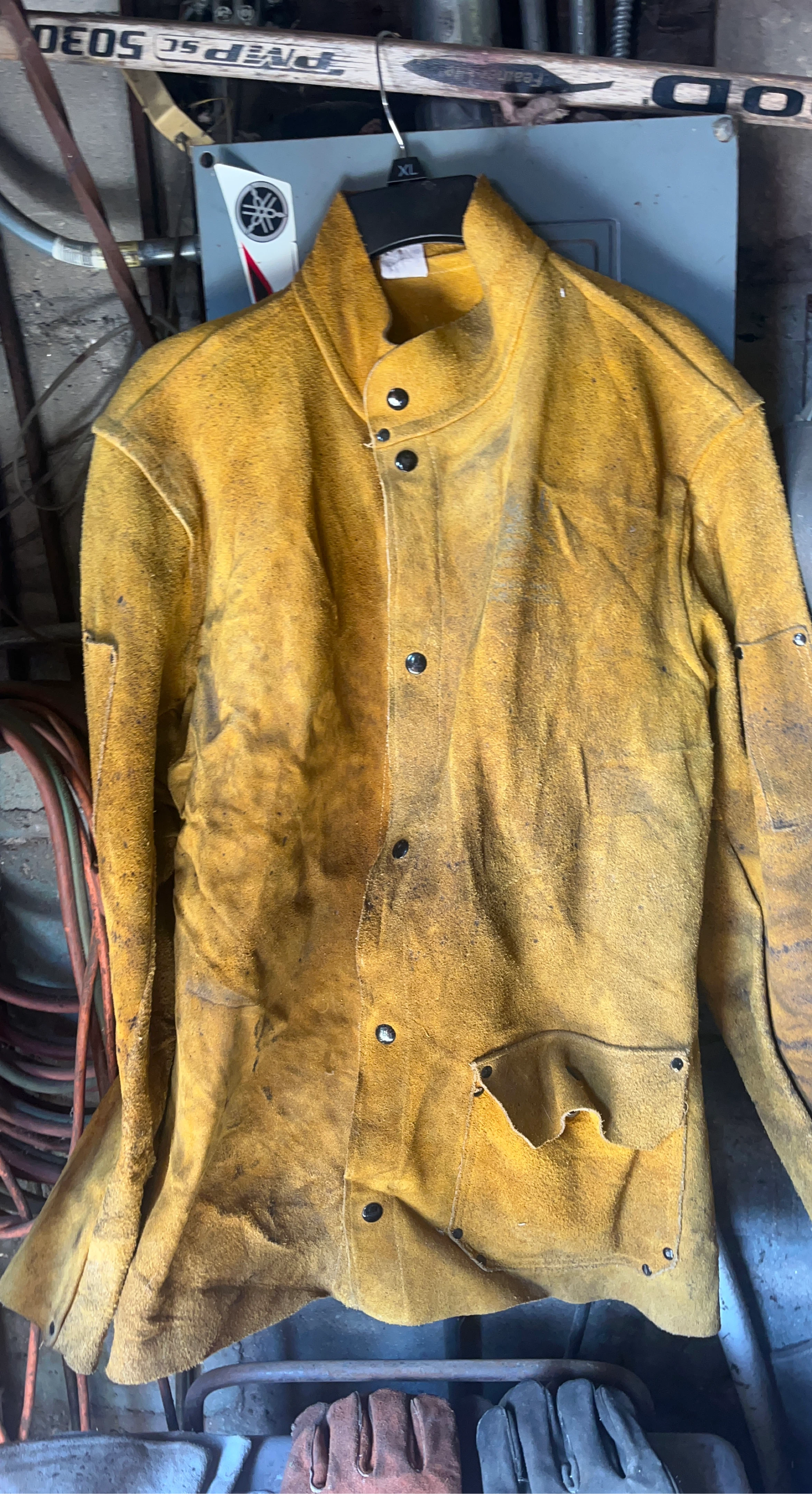 Yellow Leather Welding Jacket - Size XL