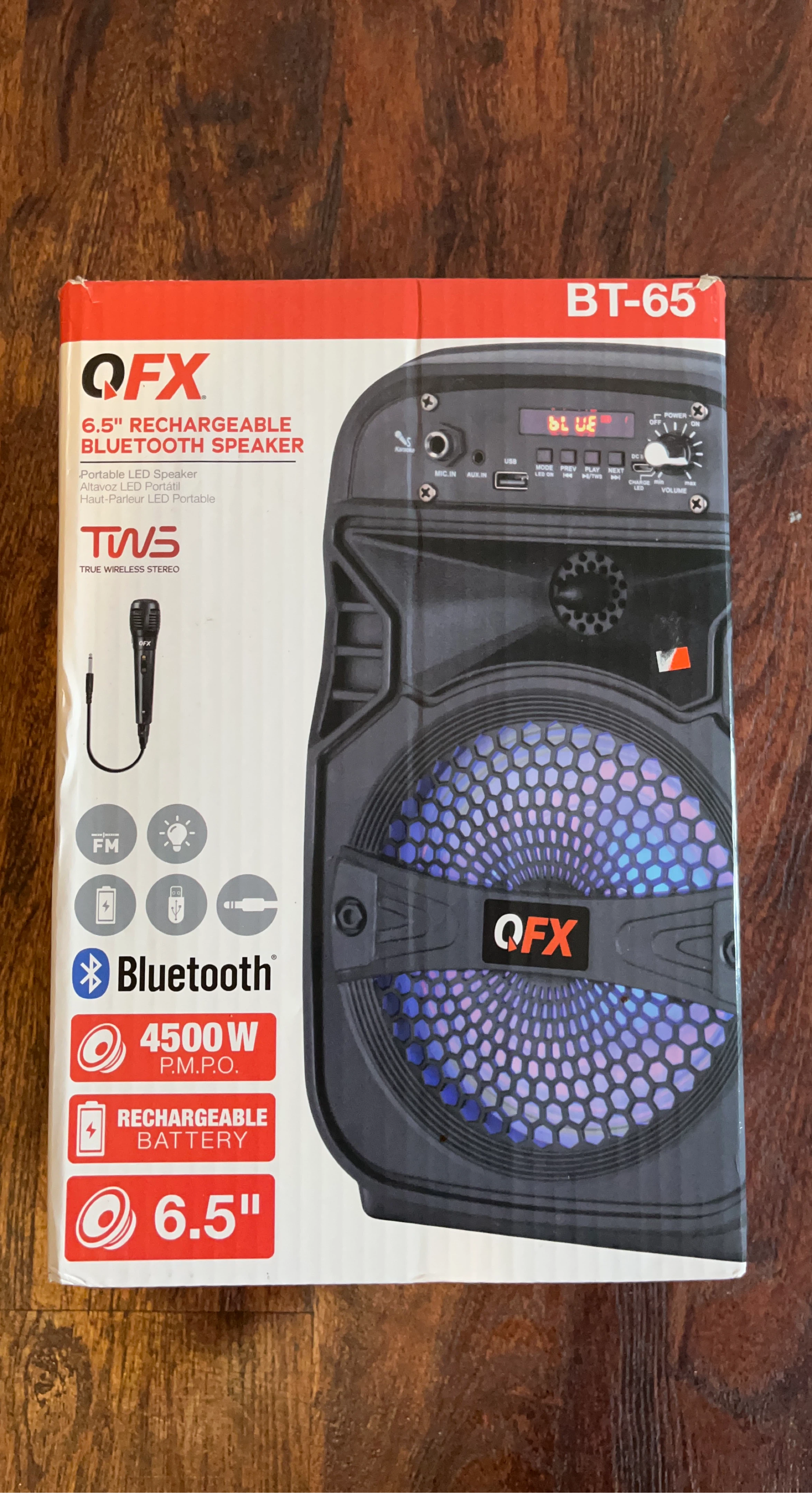 QFX BT-65 6.5" Rechargeable Bluetooth Speaker with Microphone