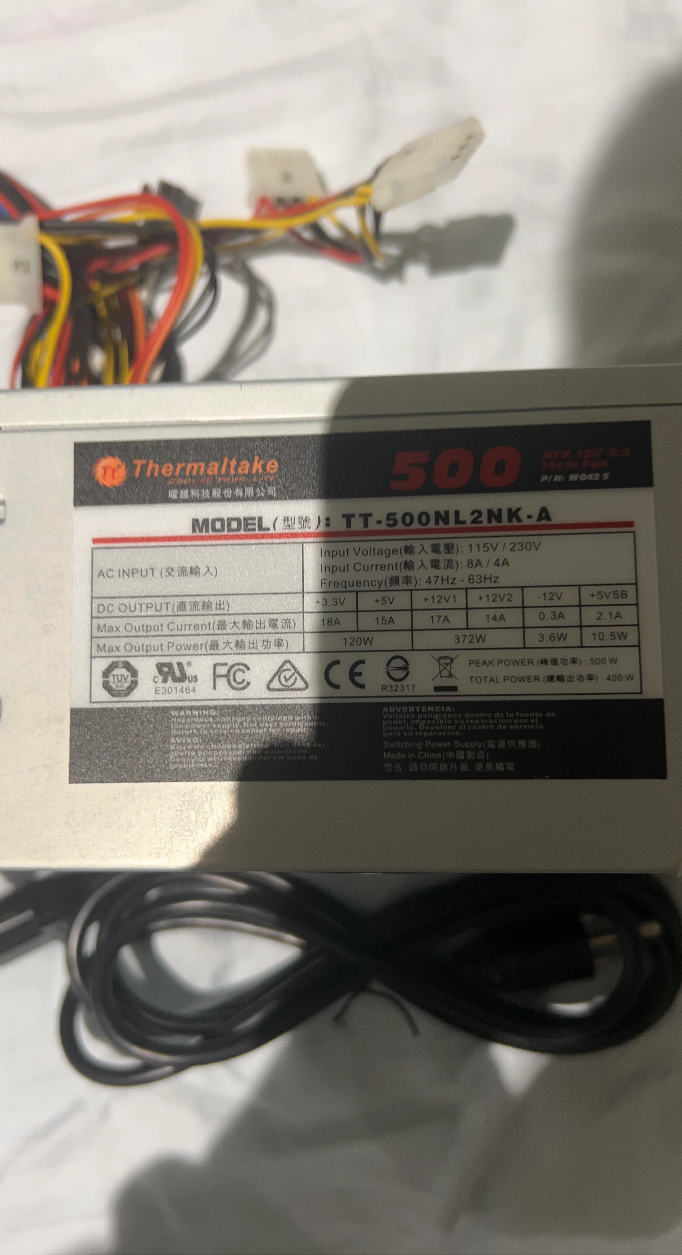 Thermaltake TT-500NL2NK-A 500W Power Supply