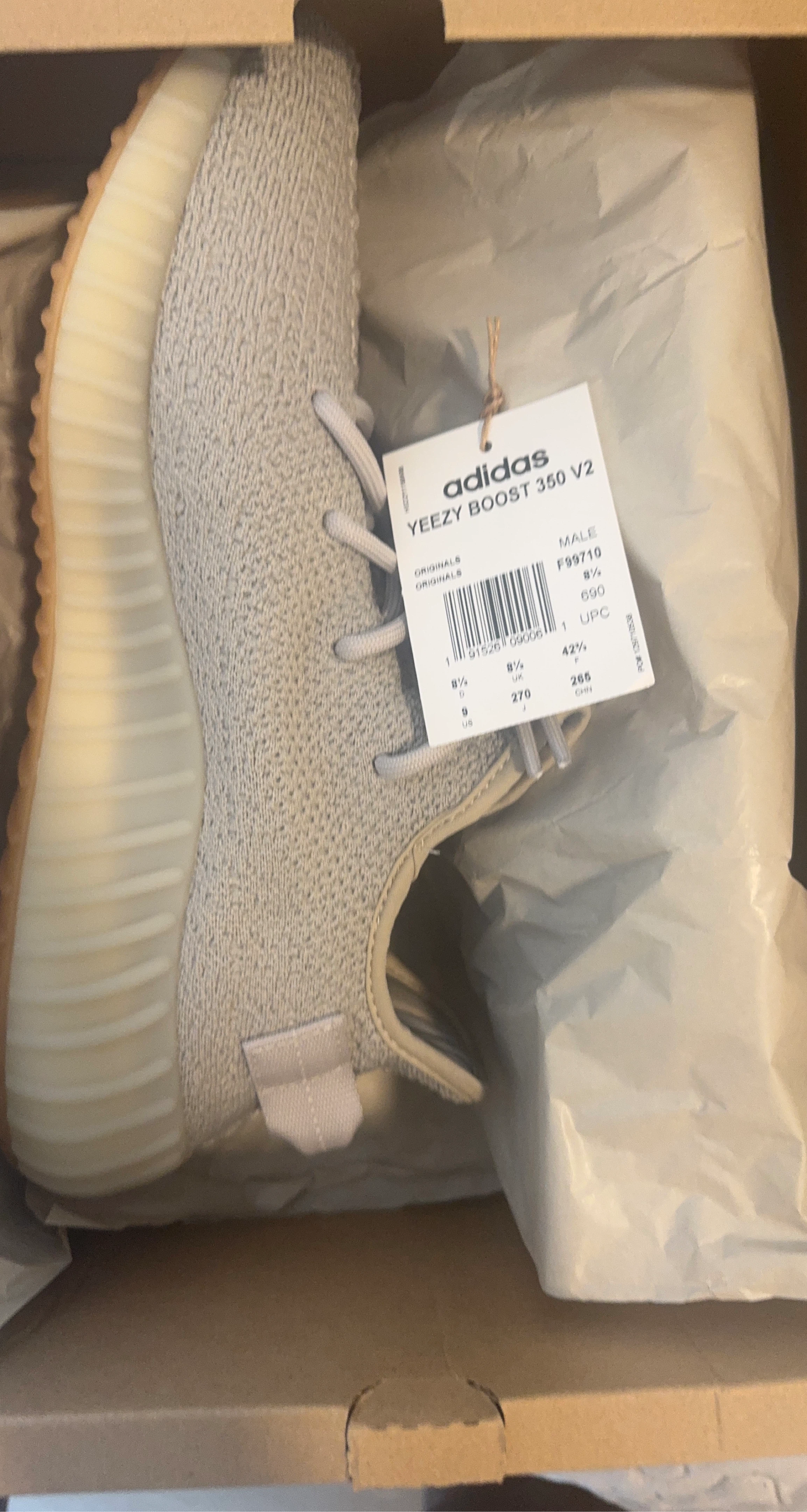 Adidas Yeezy Boost 350 V2 "Sesame" Sneakers (US Size 9)
