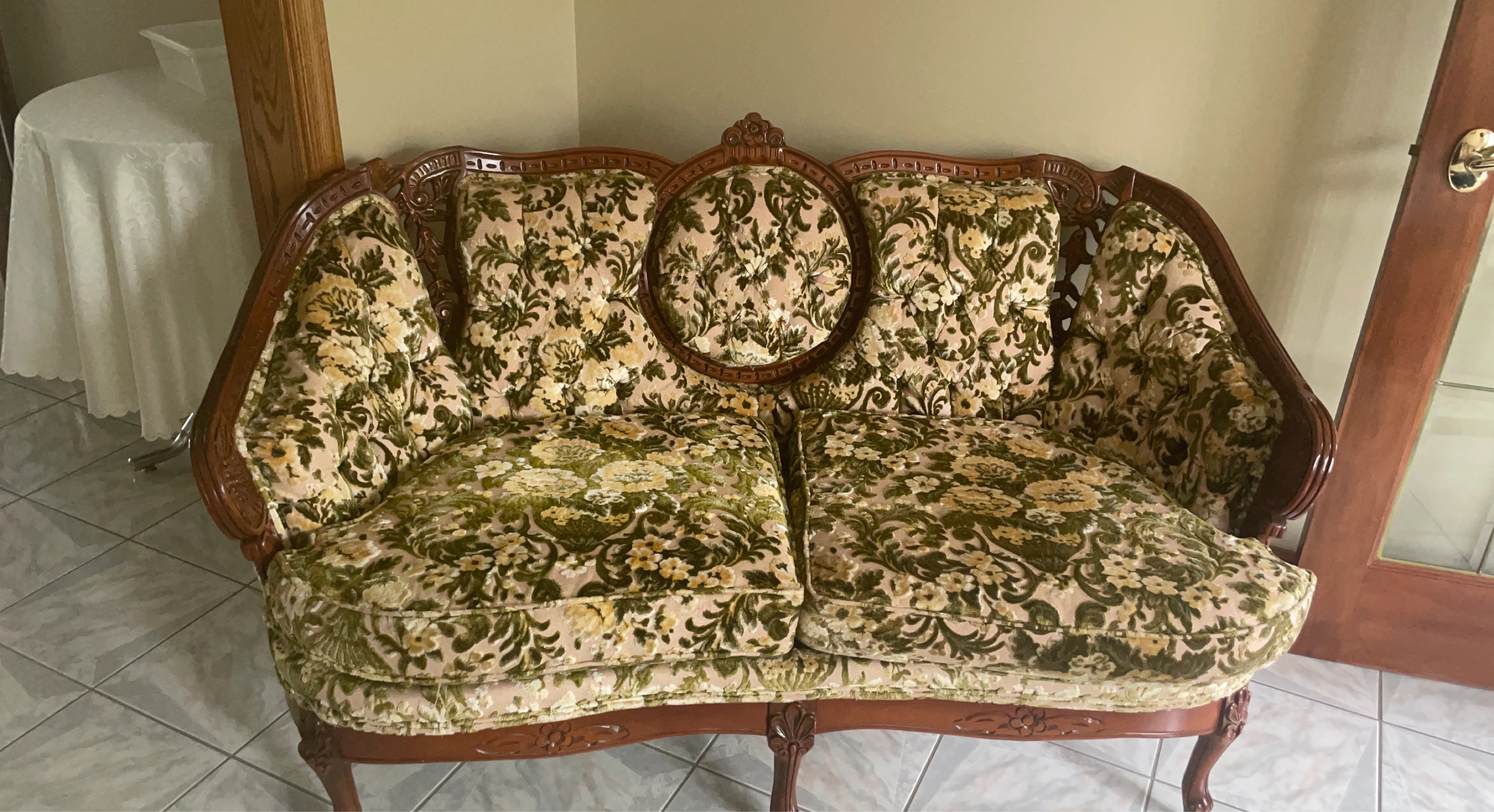 Vintage Floral Loveseat Sofa